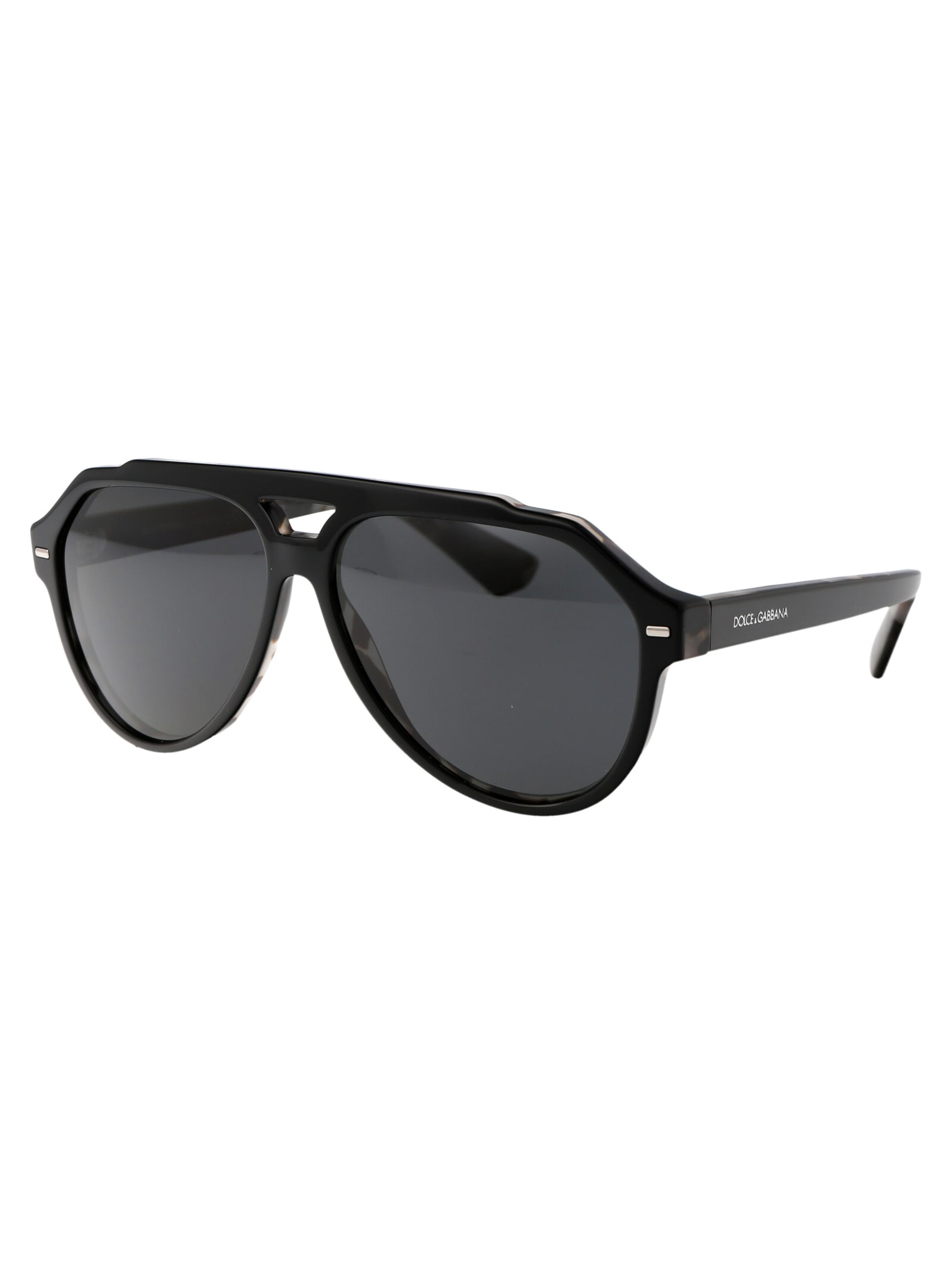 Shop Dolce &amp; Gabbana Eyewear 0dg4452 Sunglasses In 340387 Black On Grey Havana