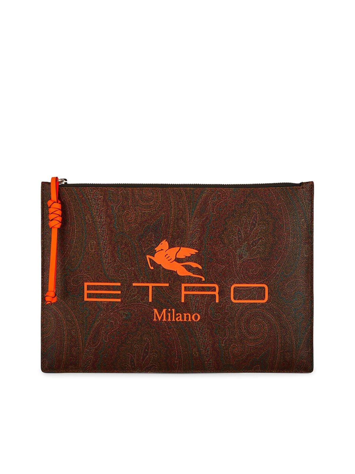 Etro Logo Printed Clutch Bag