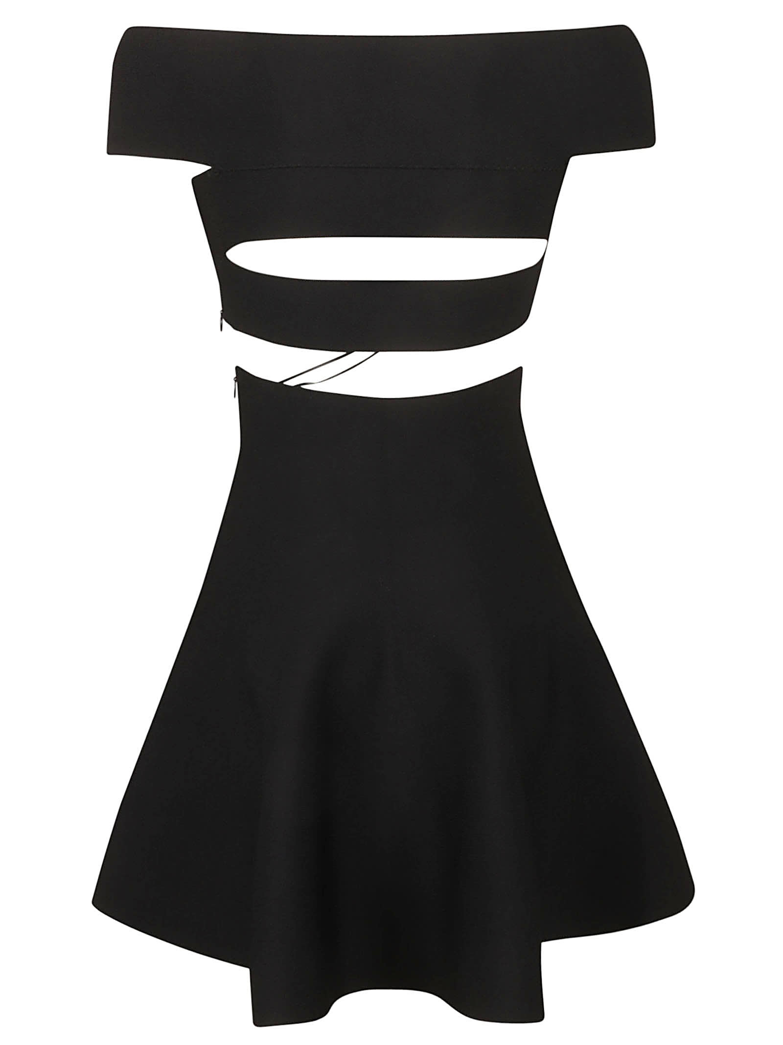 Shop Alexander Mcqueen Cut-out Detail Off-shoulder Flare Dress In Black