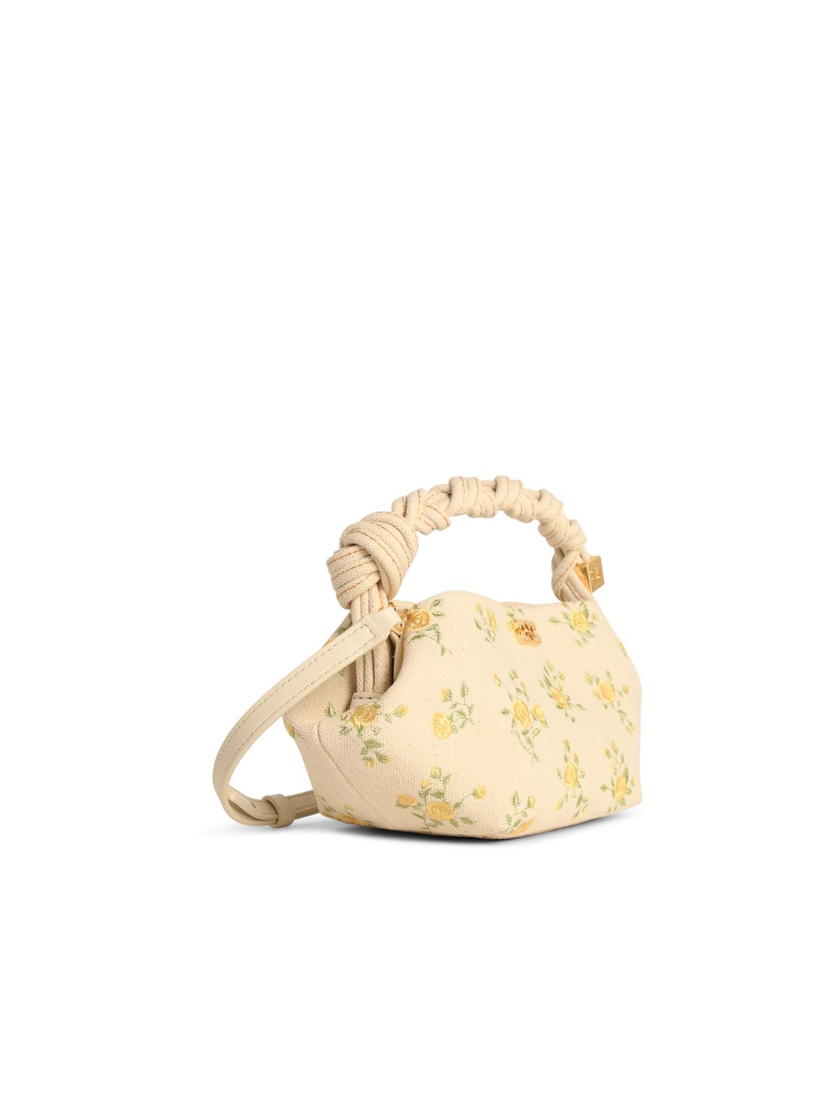 Ganni Mini Bou Bag In Ivory Tela In White