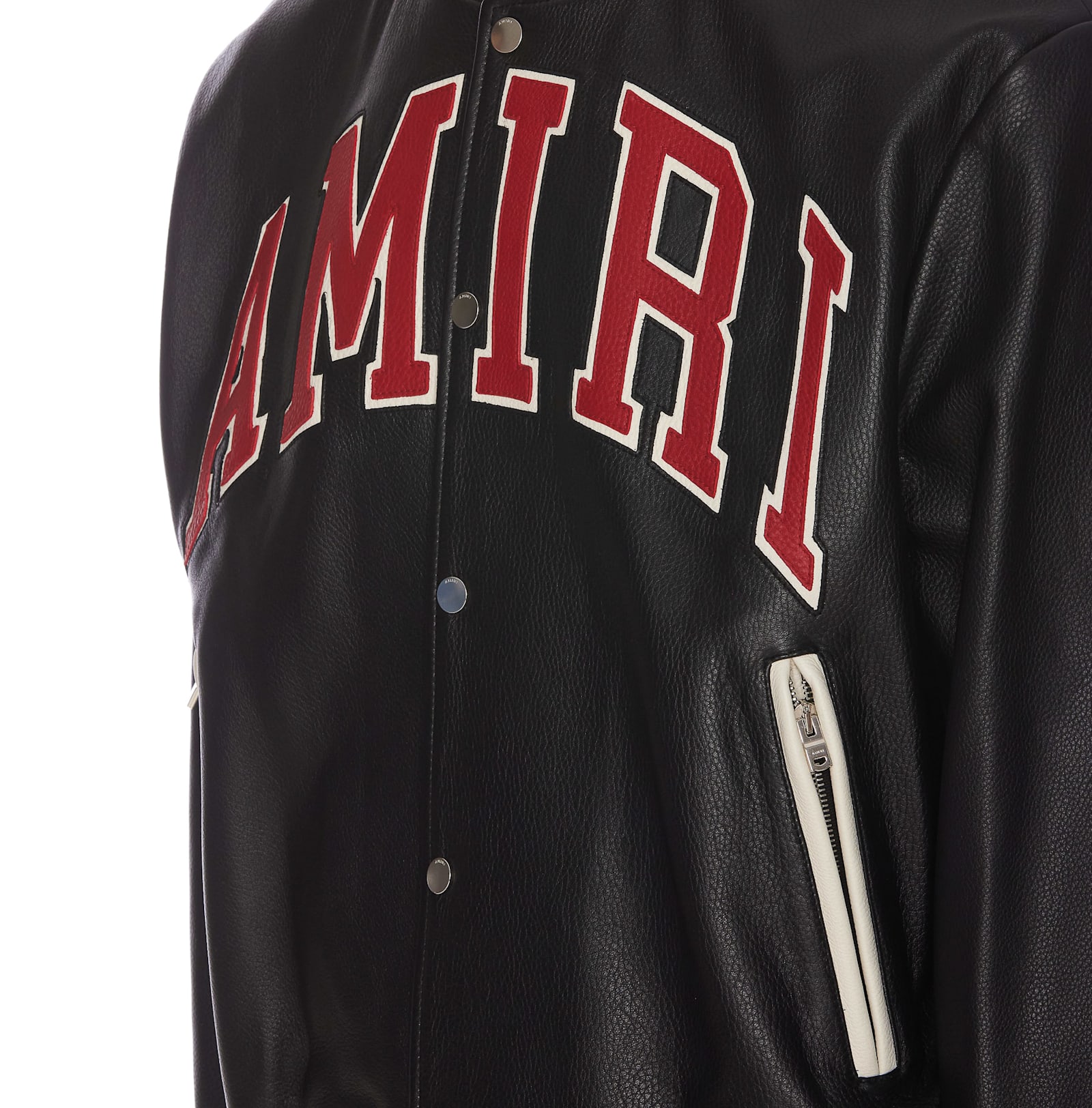 Shop Amiri Leather Bomber In Black