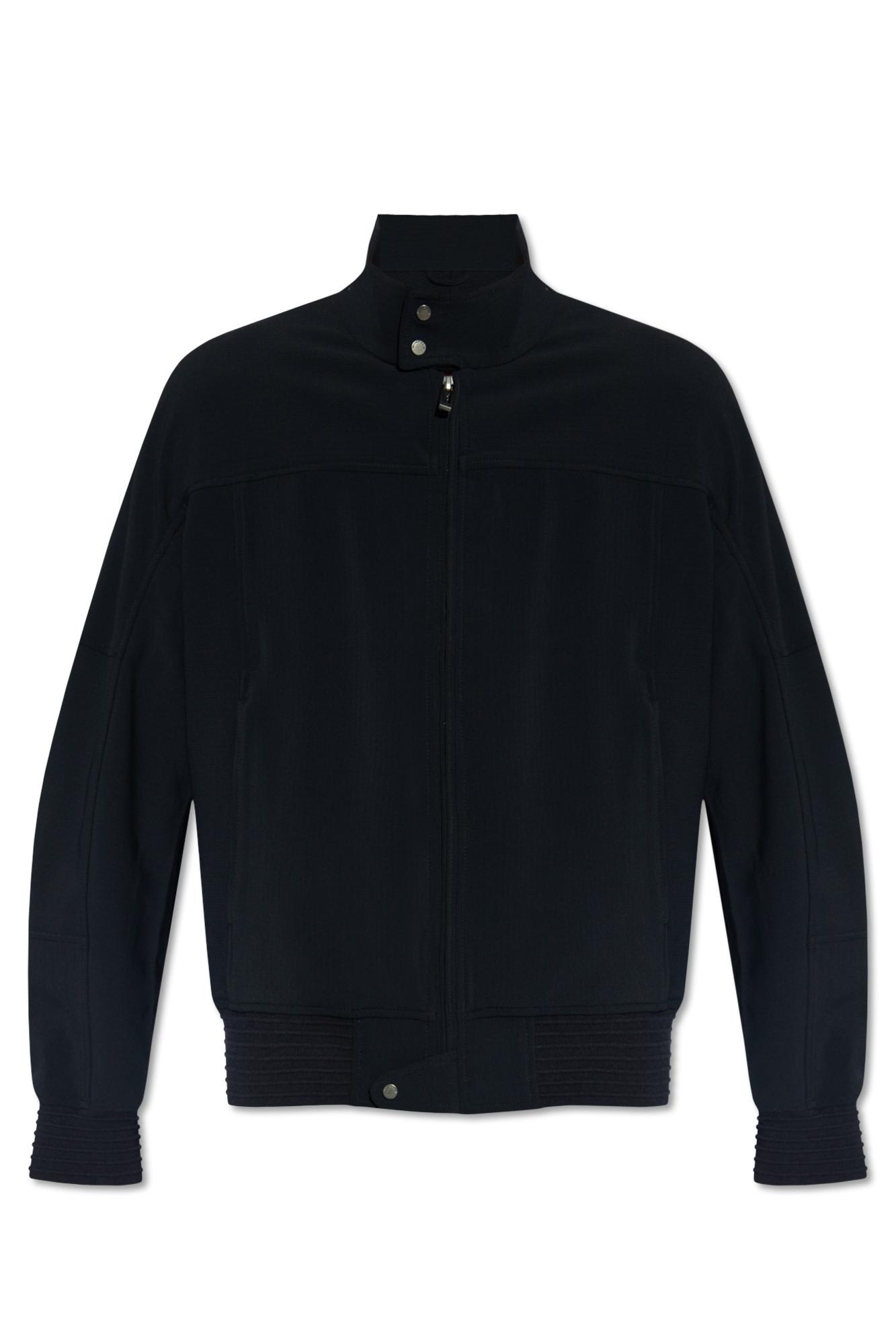 Shop Emporio Armani Jacket With Stand Collar In Blu