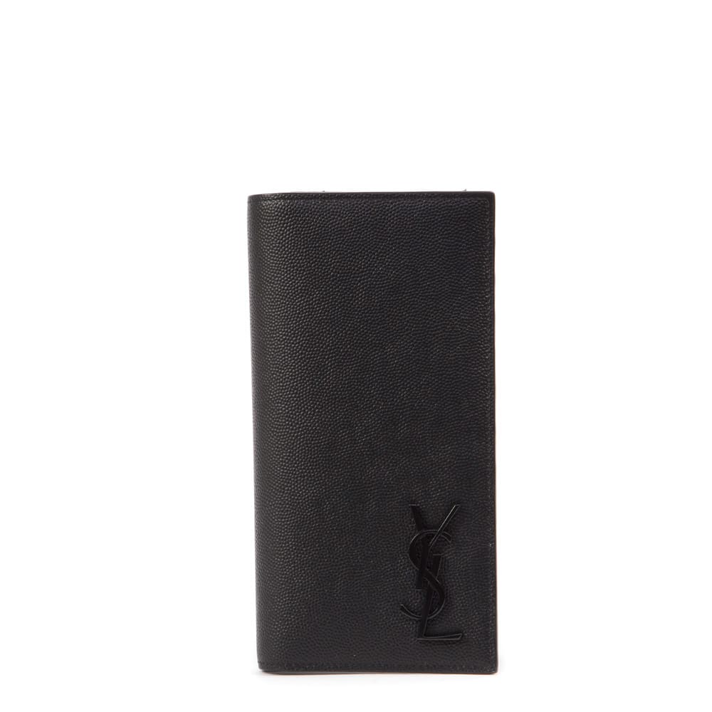 Shop Saint Laurent Monogram Wallet In Grain De Poudre Leather In Black