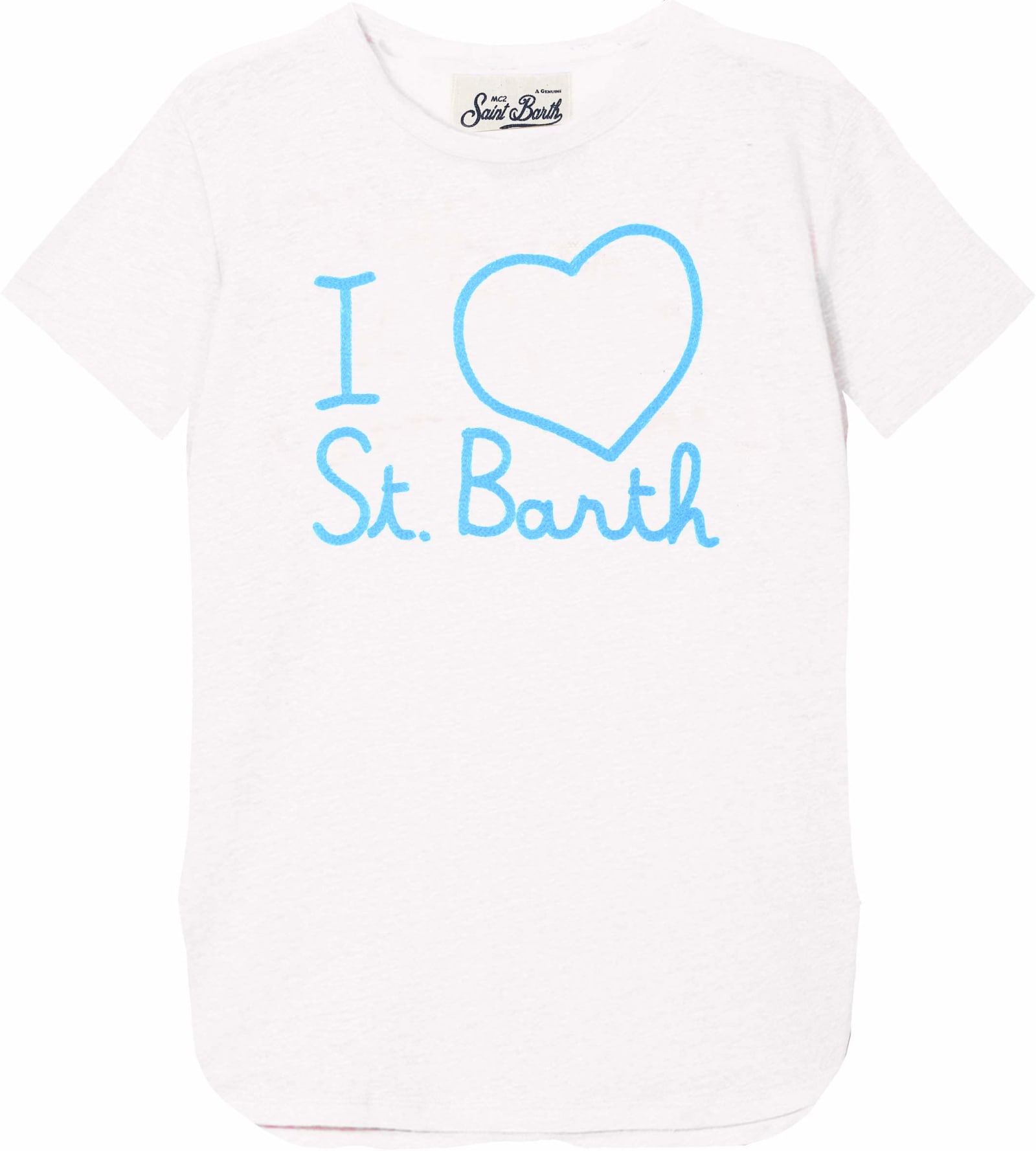 MC2 Saint Barth Linen T-shirt With Love St. Barth Embroidery