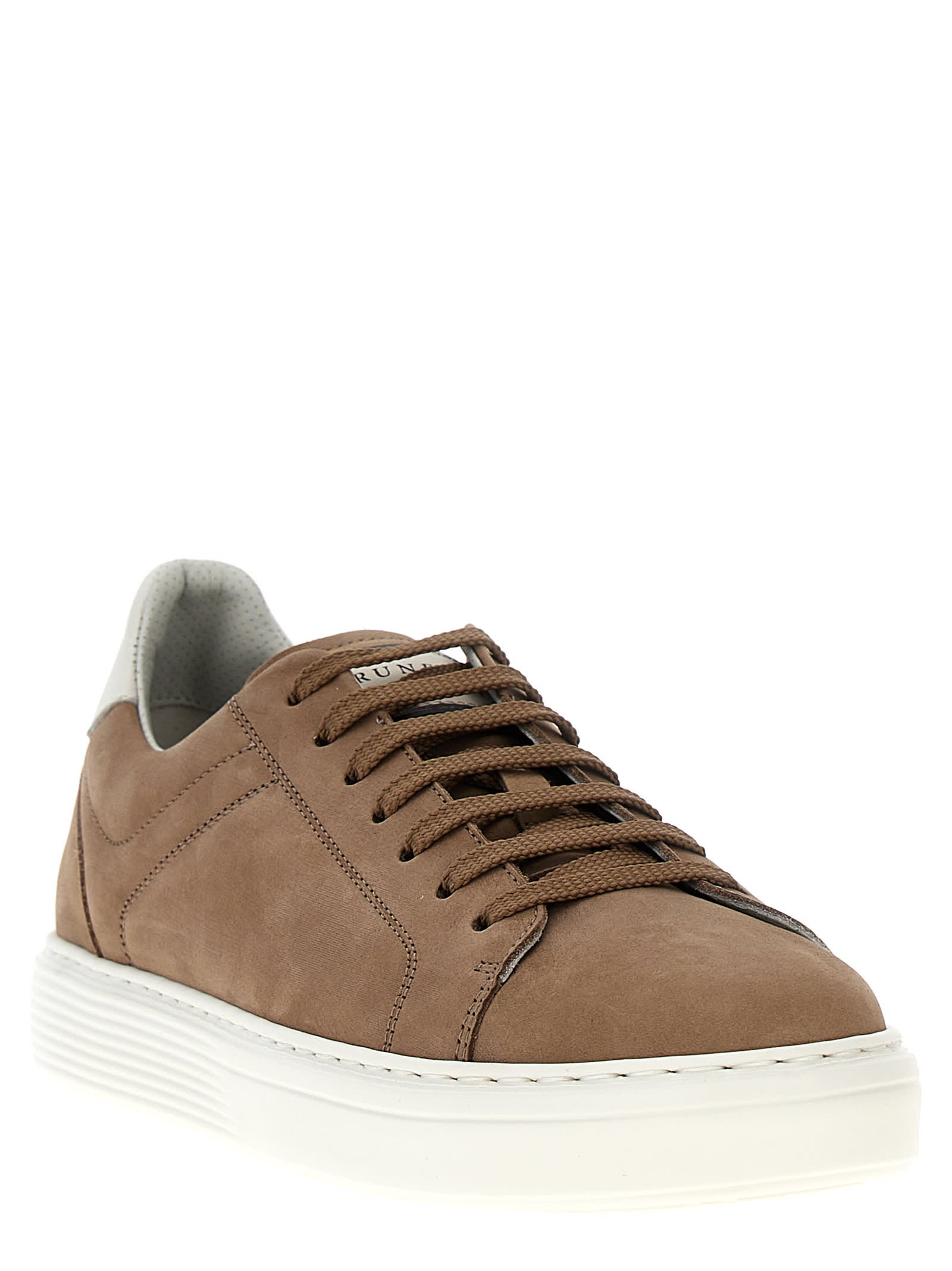 Shop Brunello Cucinelli Suede Sneakers In Beige