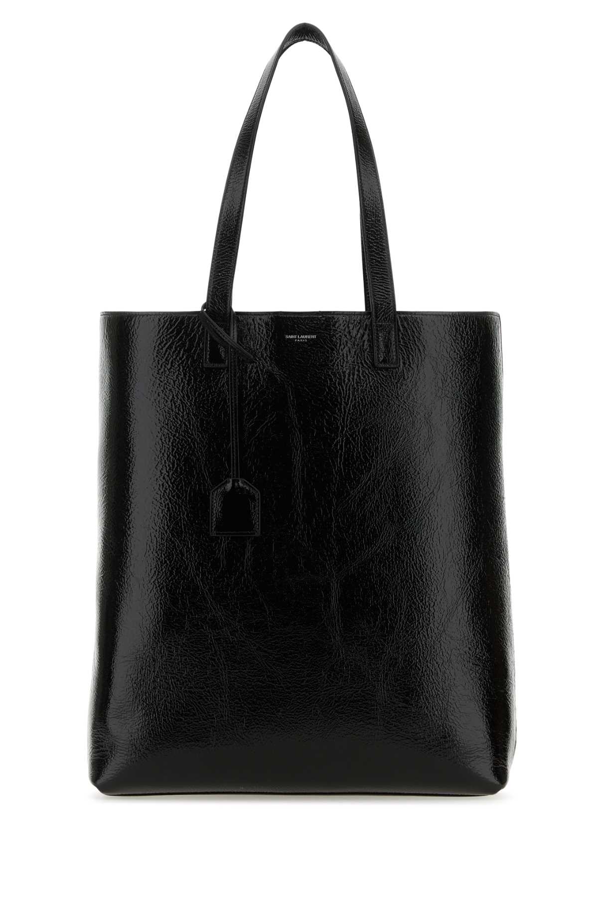 Shop Saint Laurent Black Leather Bold Shopping Bag In Nero