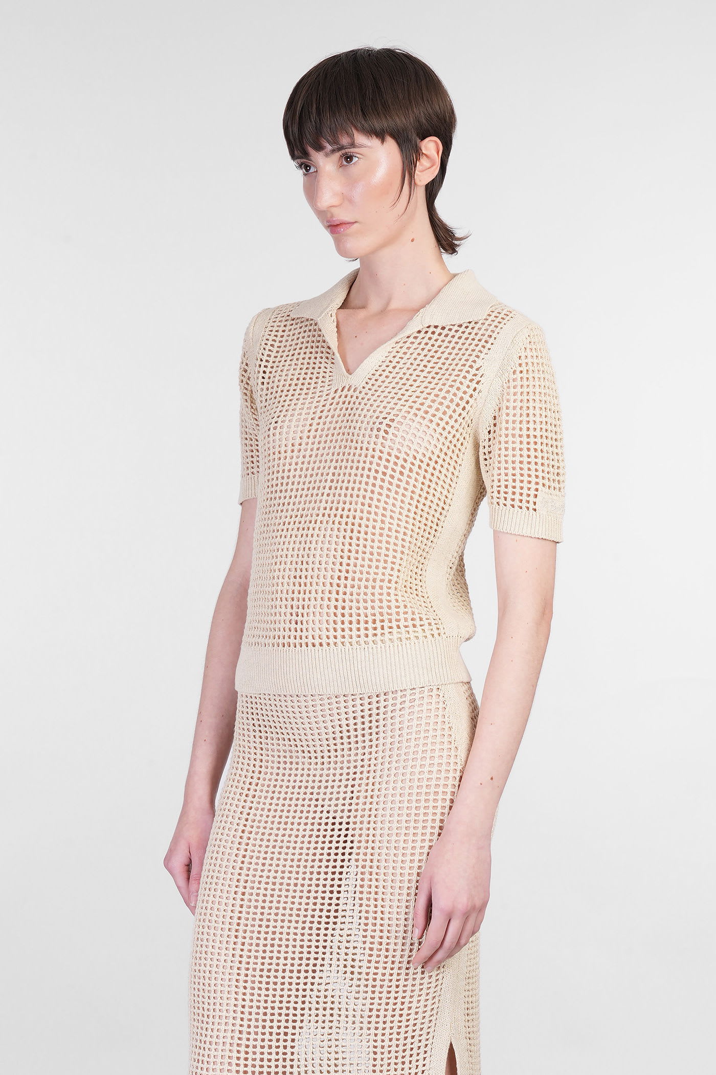 Mc2 Saint Barth Flora Polo In Beige Cotton In Neutral