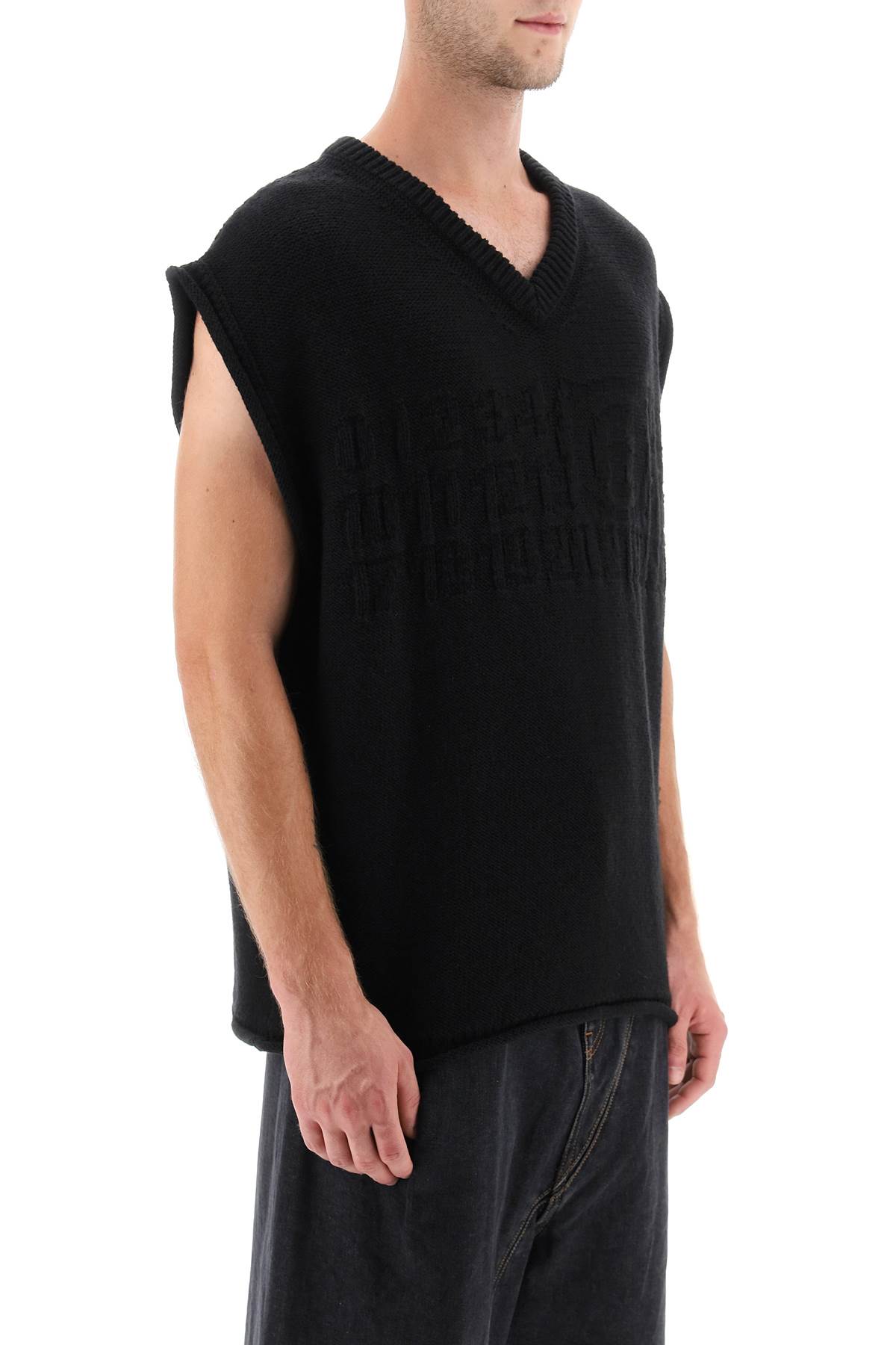 Shop Mm6 Maison Margiela Wool Vest With Embossed Numeric Logo In Black (black)