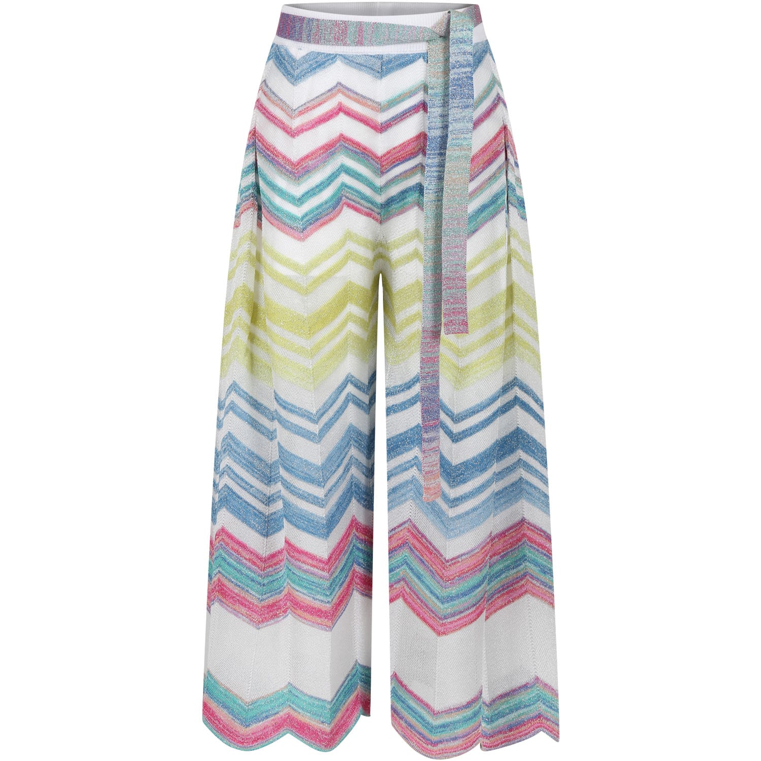 Shop Missoni Multicolor Casual Trousers For Girl With Chevron Pattern