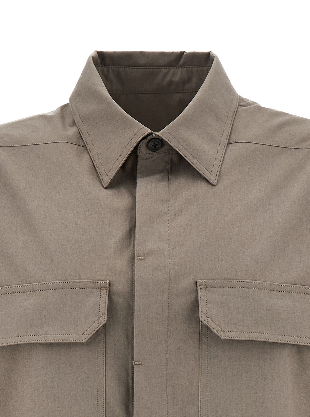 Shop Rick Owens Workshirt Grey Shirt With Concealed Closure In Cotton Man In Pink