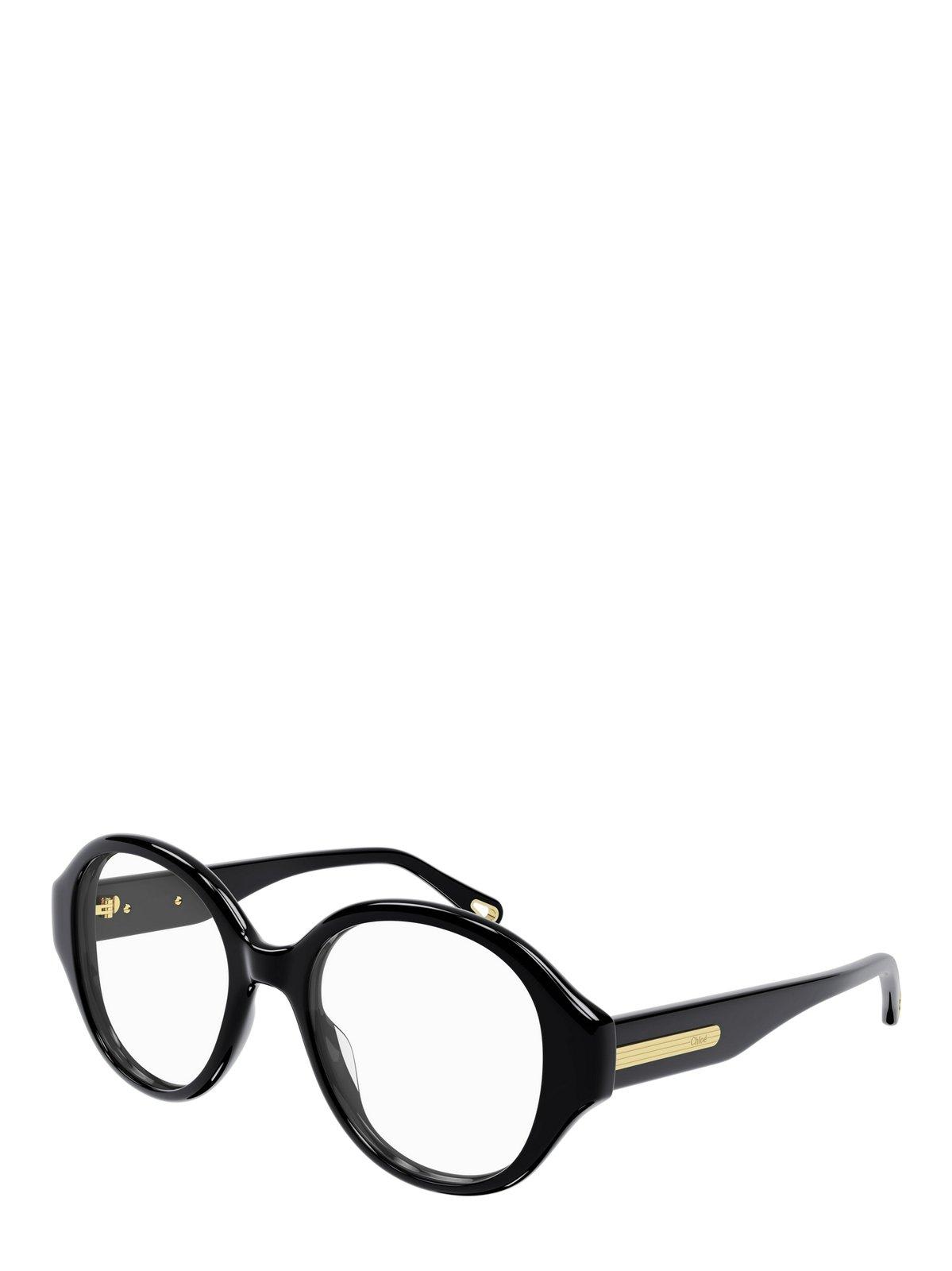 Shop Chloé Round Frame Glasses In 001 Black Black Transpare