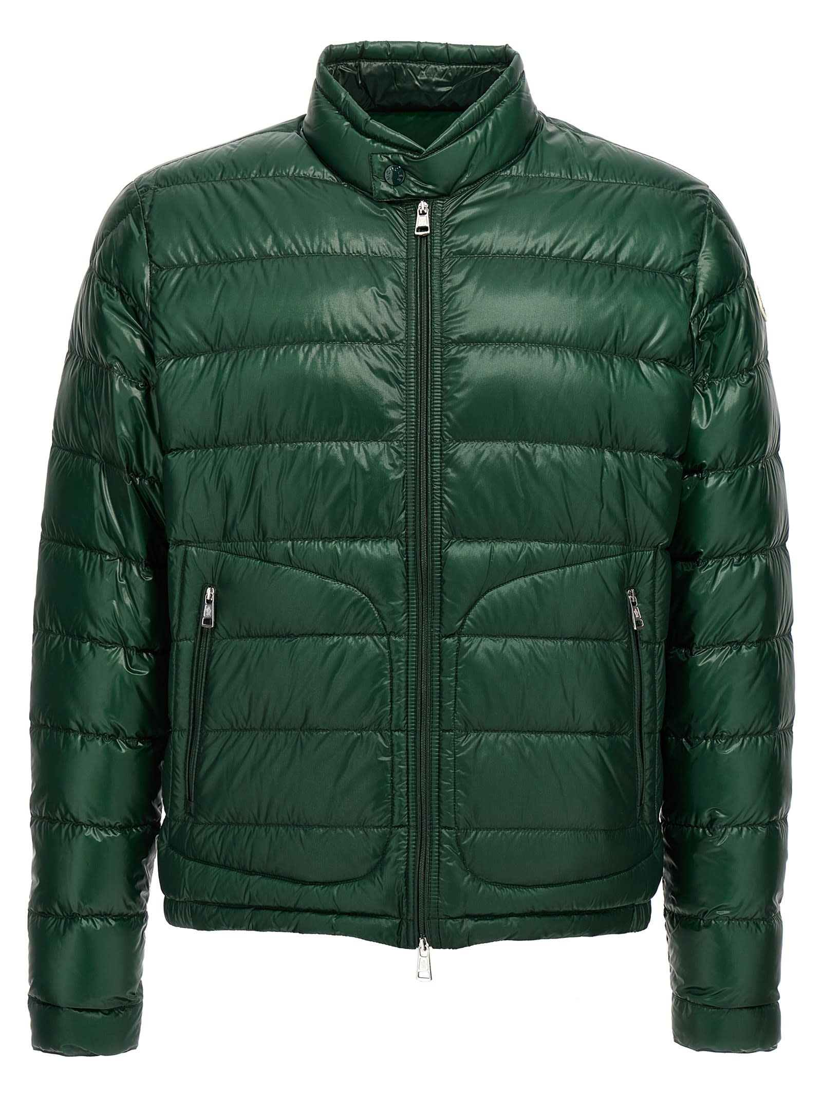Moncler Logo-patch Padded Jacket In Green