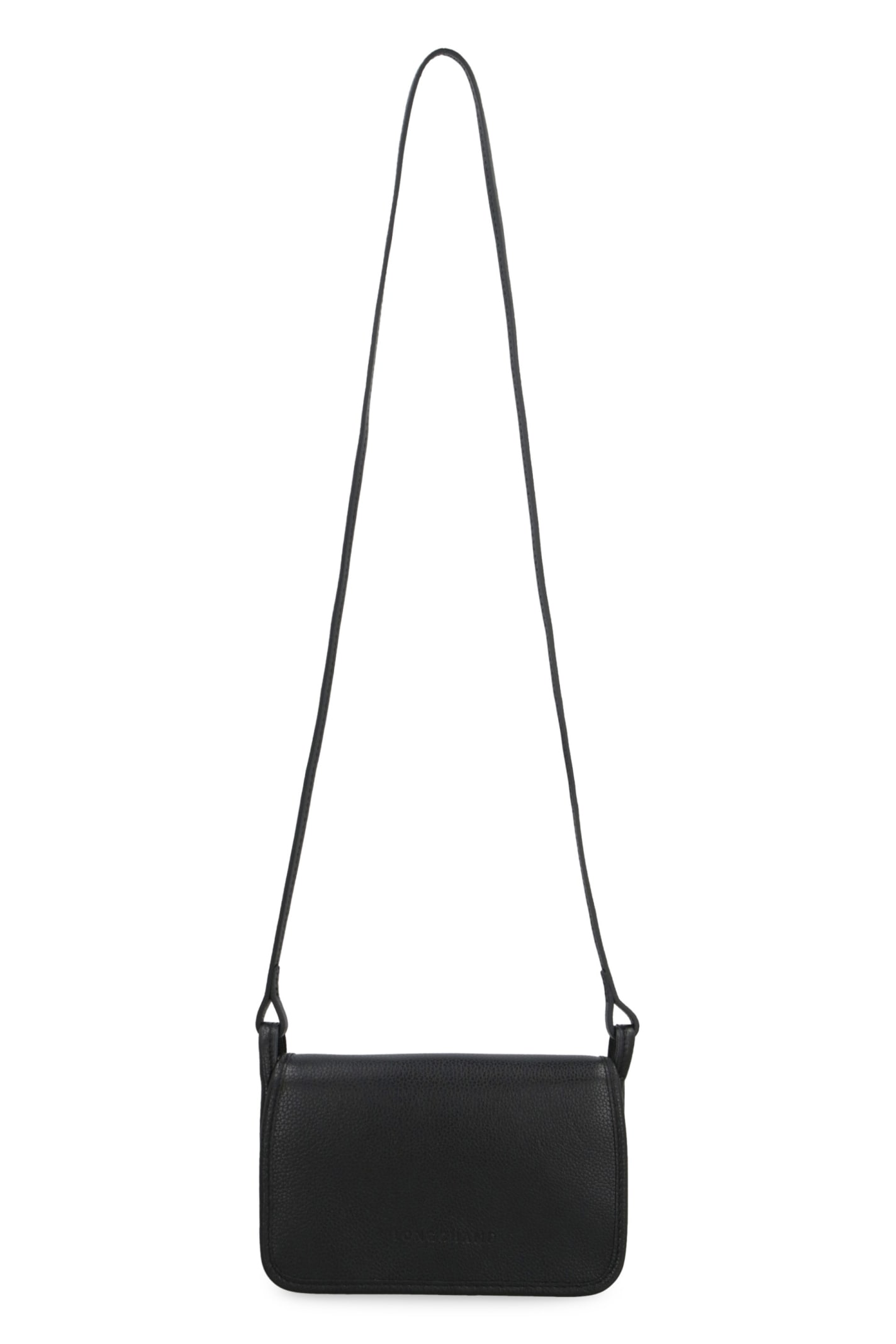 Shop Longchamp The Foulonné Leather Wallet On Chain In Black