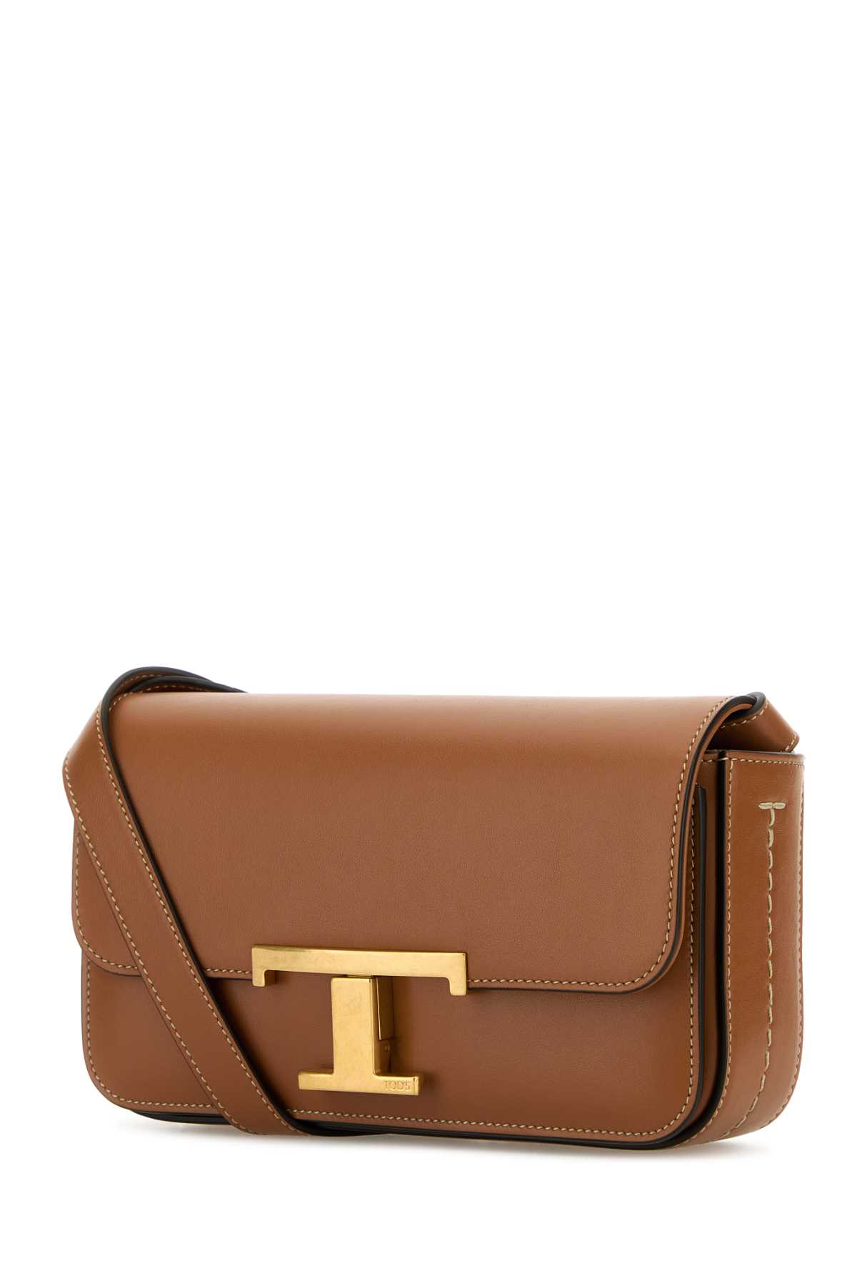 Shop Tod's Caramel Leather Micro T Timeless Crossbody Bag In S410