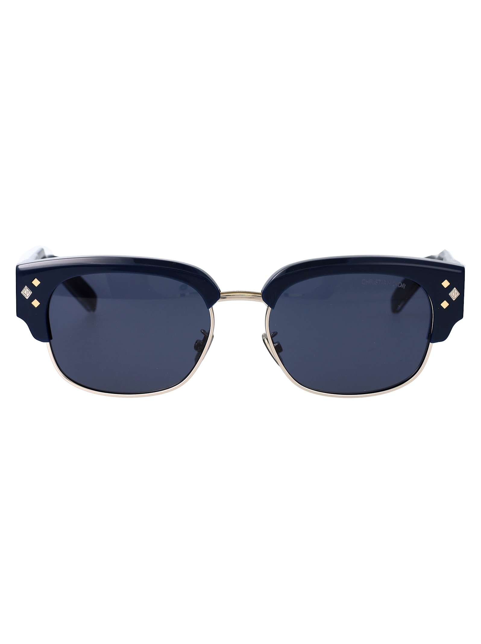 Shop Dior Cd Diamond C1u Sunglasses In 30b0 Shiny Blue / Blue