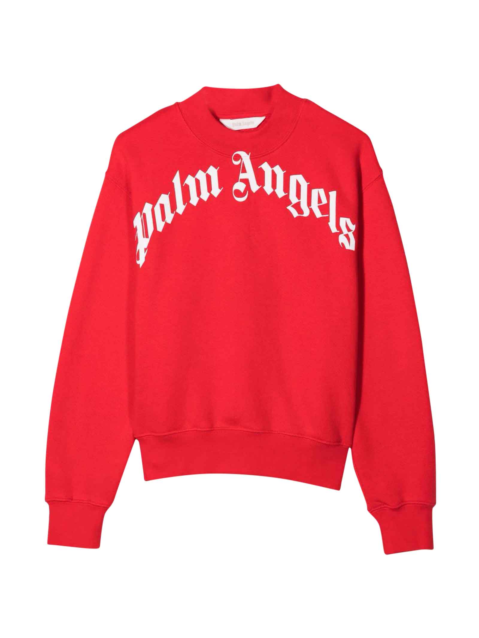Palm Angels Red Sweatshirt With White Print