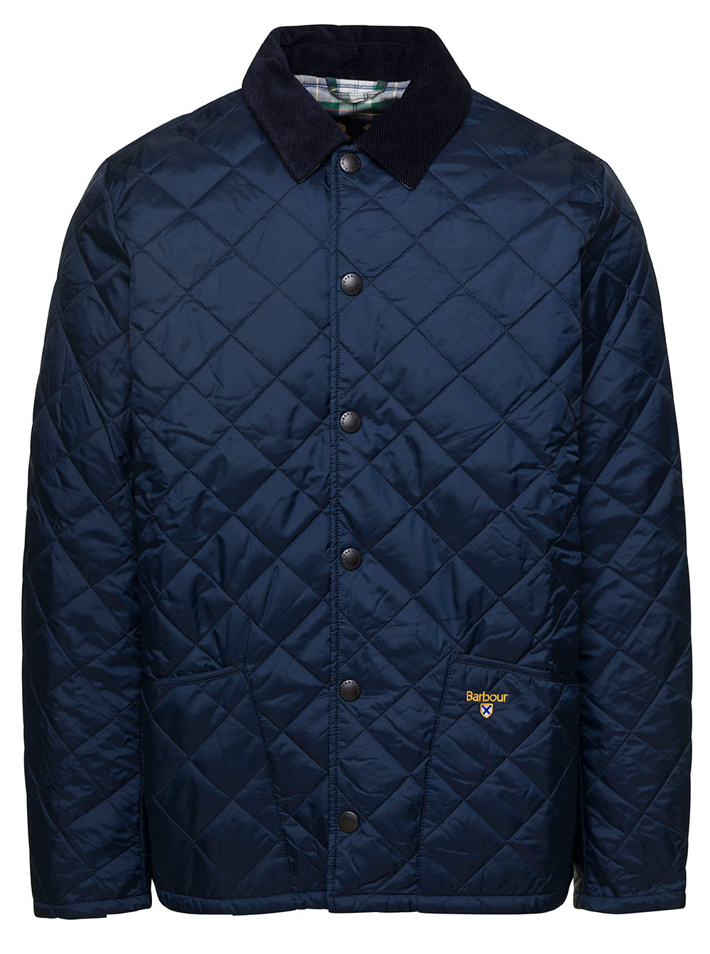 BARBOUR BLUE HERRON QUILTED JACKET WITH CONTRAST COLLAR IN POLYAMIDE MAN