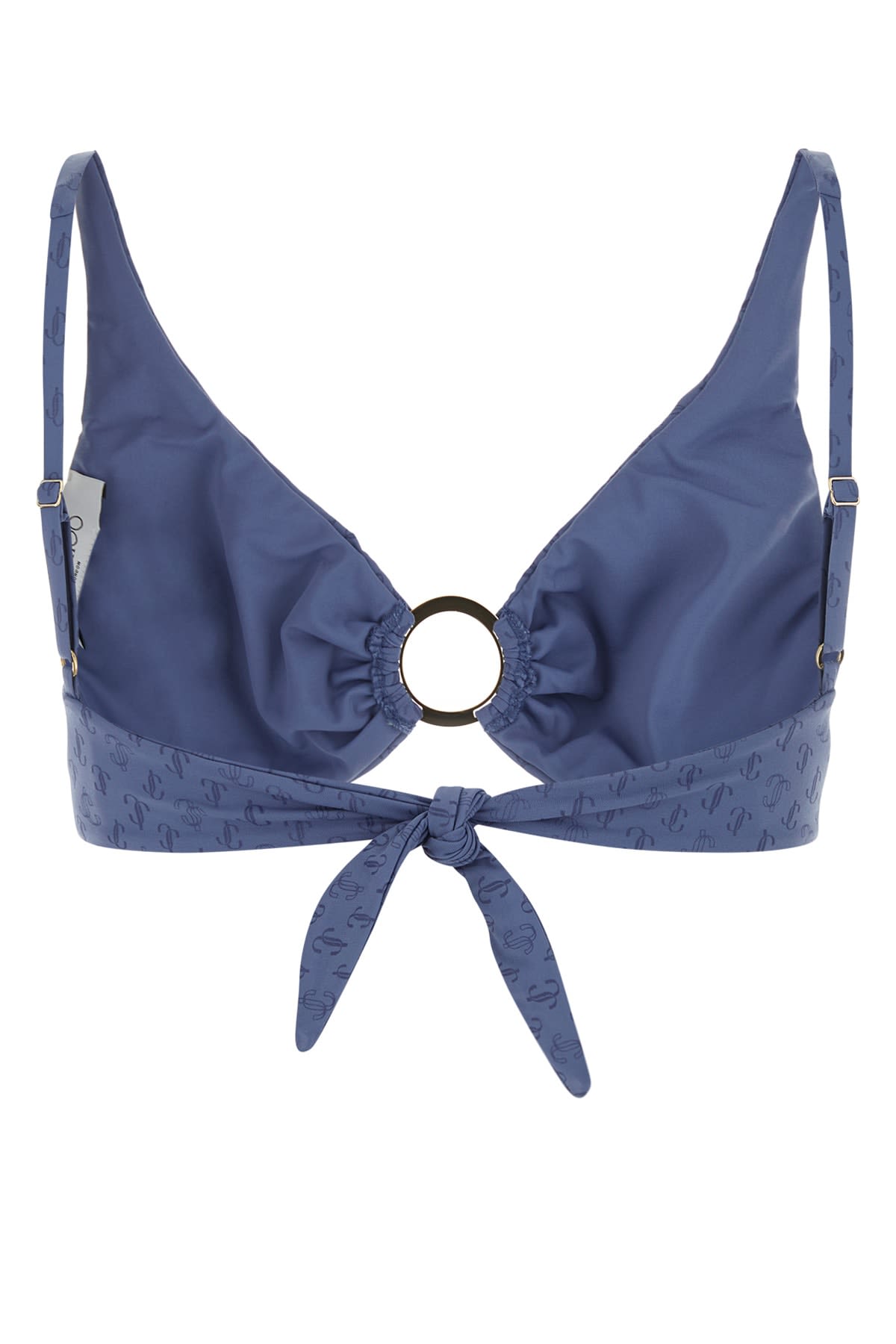 Jimmy Choo Logo All Over Triangle Bikini Top In Blue
