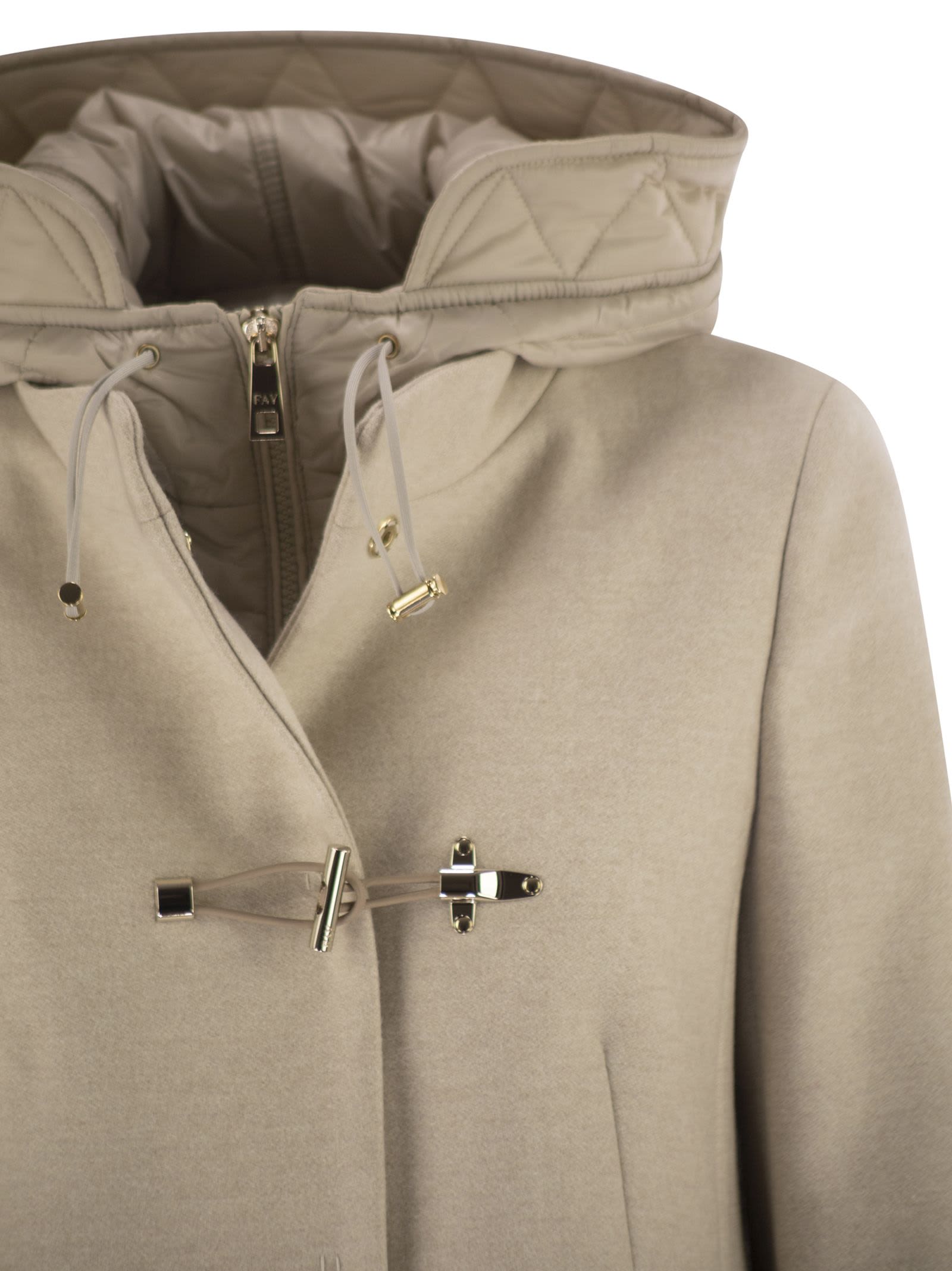Fay Toggle Coat In Mélange Wool Cloth In Sand