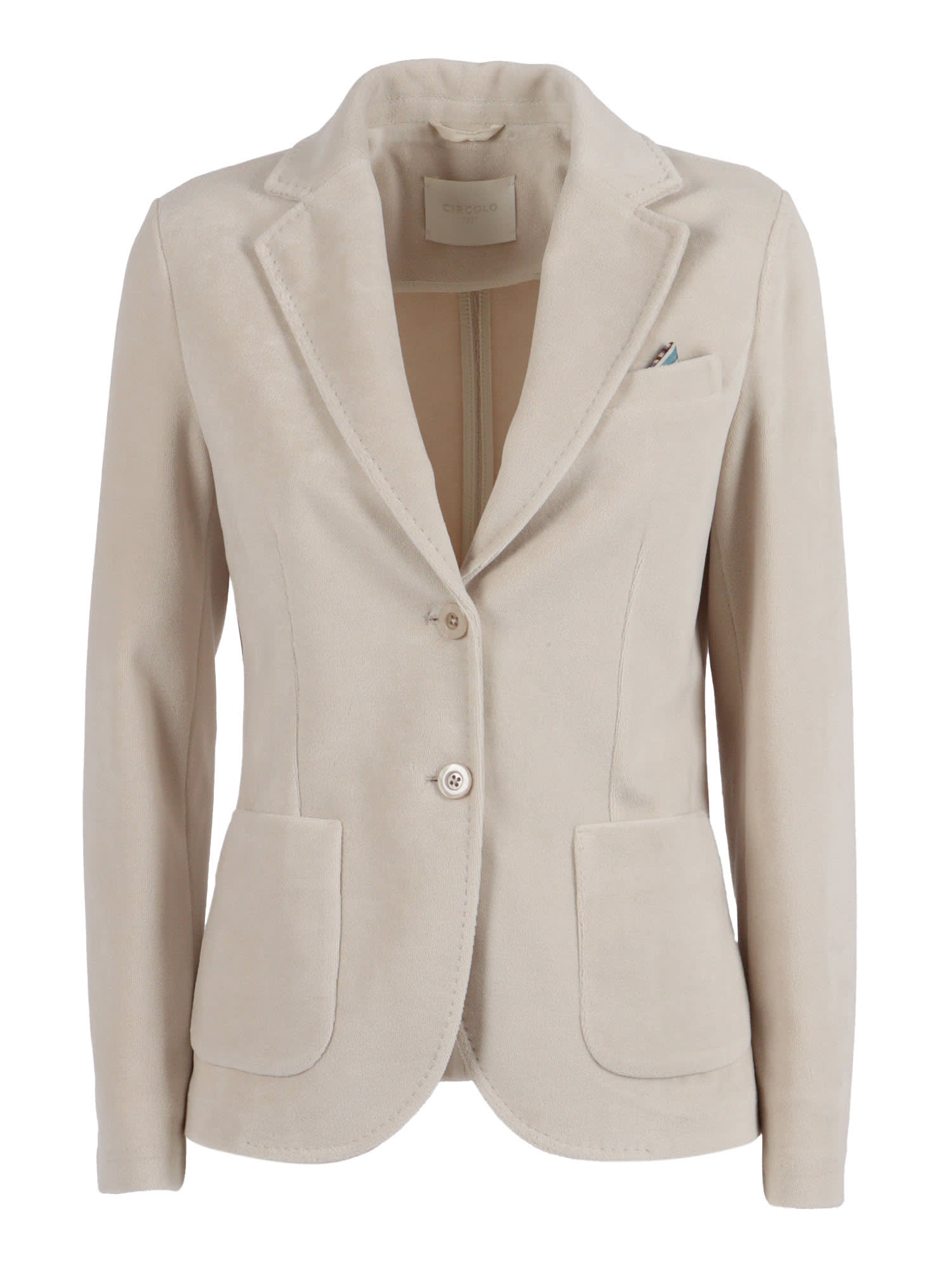 Circolo 1901 Tailored Slim Fit Jacket With Notched Lapel And Buttoned Cuffs In White