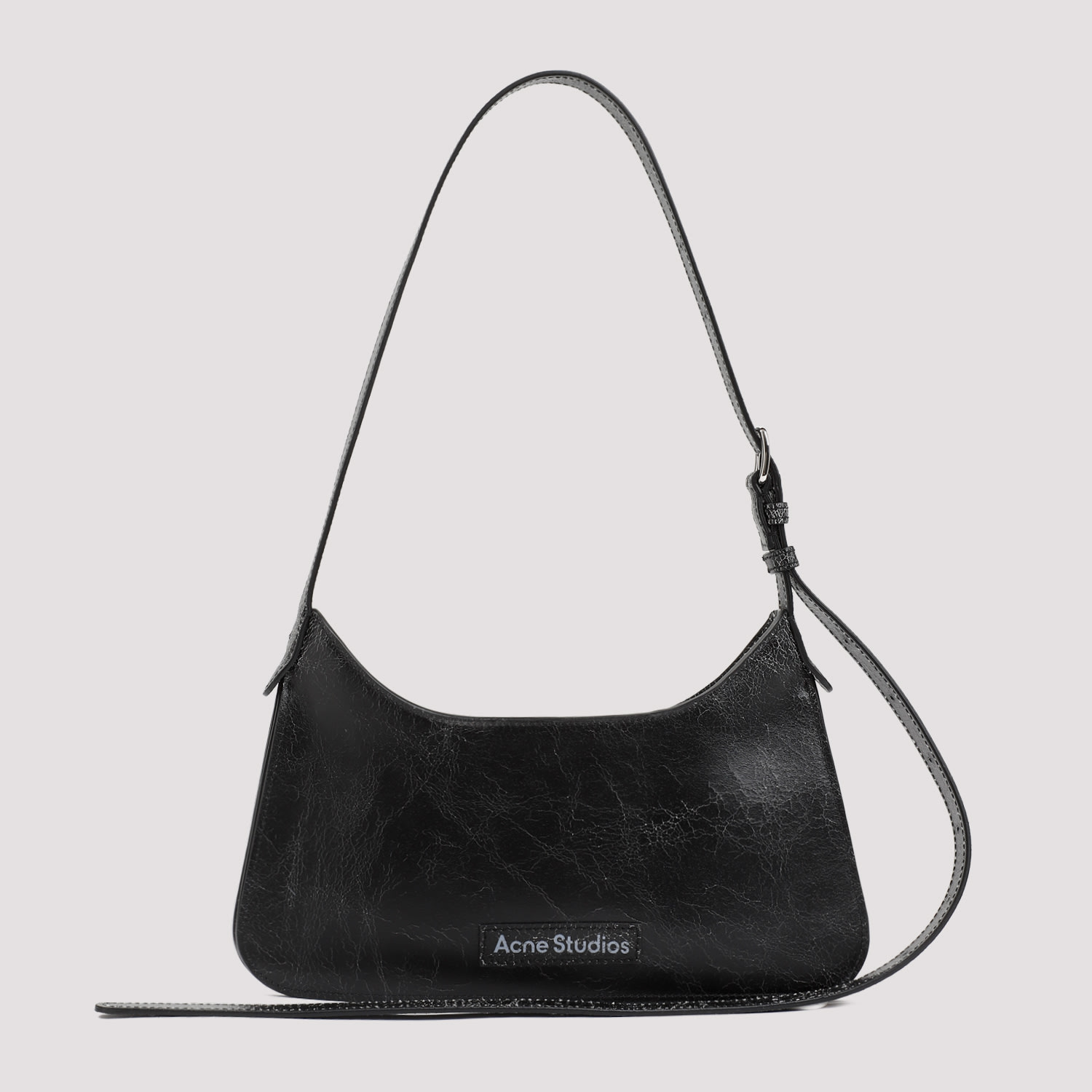 Acne Studios Black Shoulder Bag With Cracked Leather Finish
