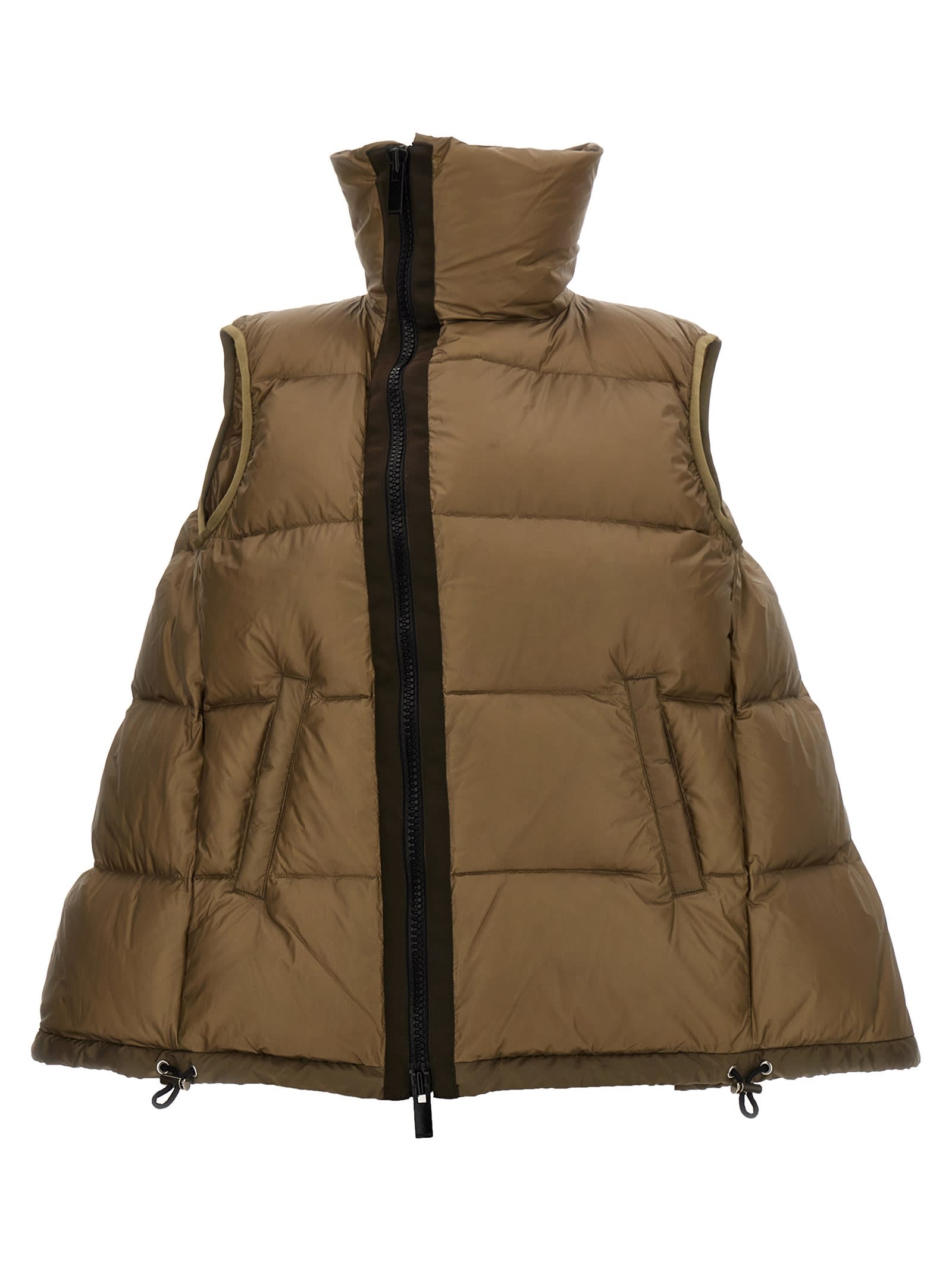 Shop Sacai Flared Padded Vest In Beige