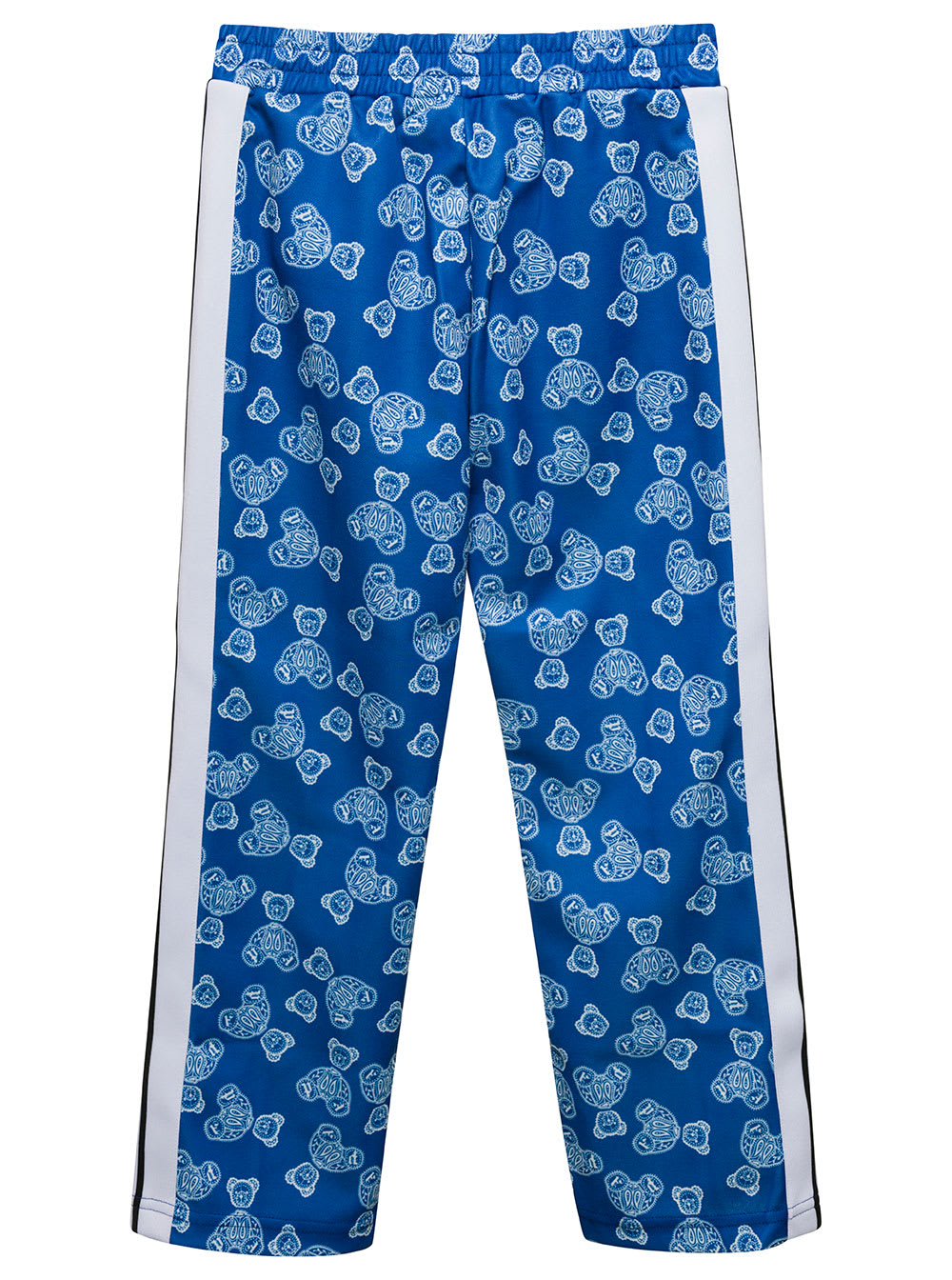 Shop Palm Angels Blue Track Pants With All-over Paisley Teddy Bear Print In Cotton Blend Boy