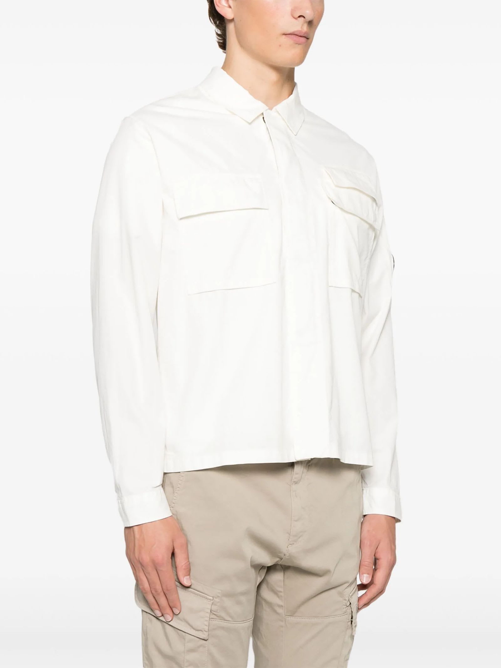 C.p. Company C.p.company Organic Gabardine Lens Shirt In White
