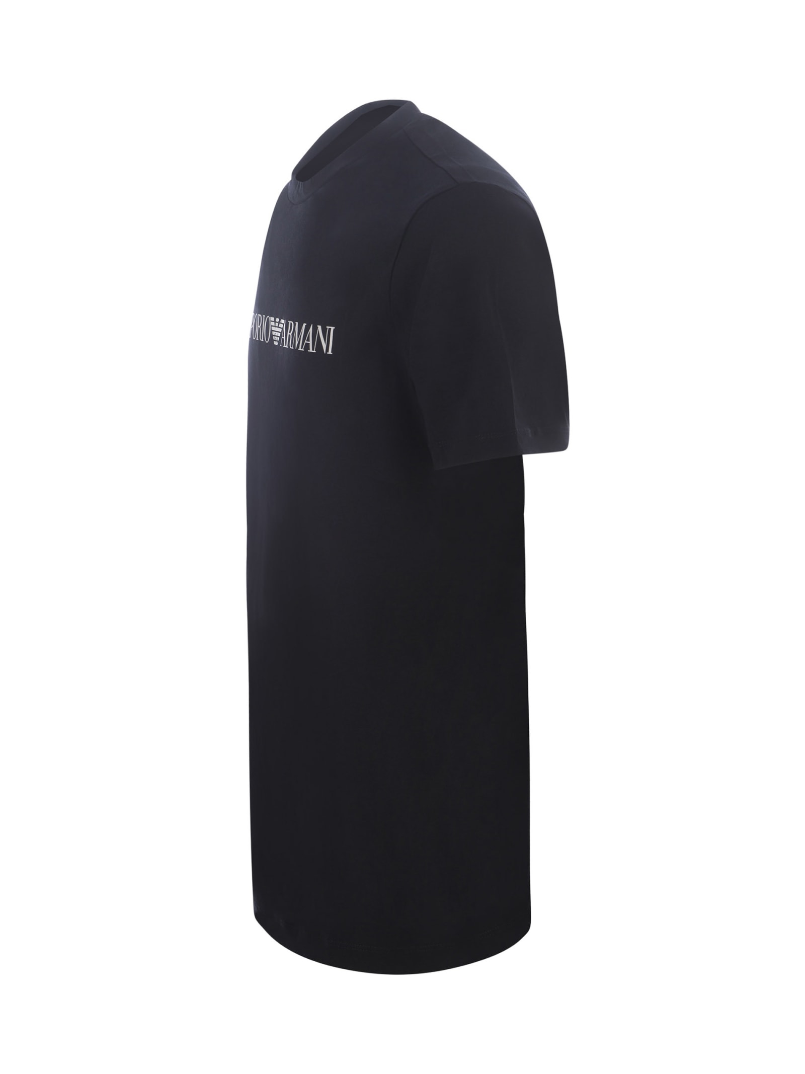 Emporio Armani T-shirt With Round Neck And Short Sleeves In Blu