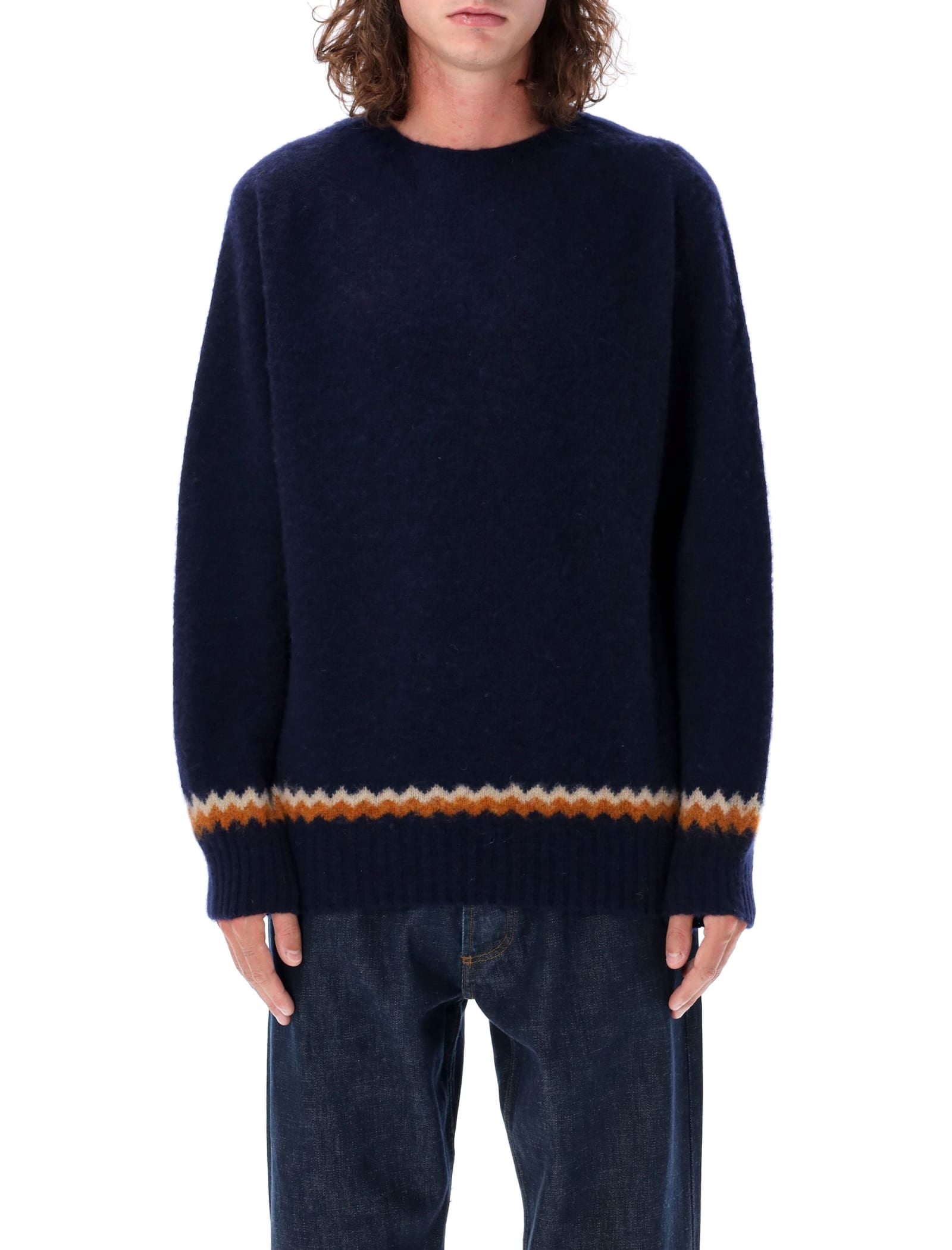 Shop Ymc You Must Create Shetland Sweater In Navy