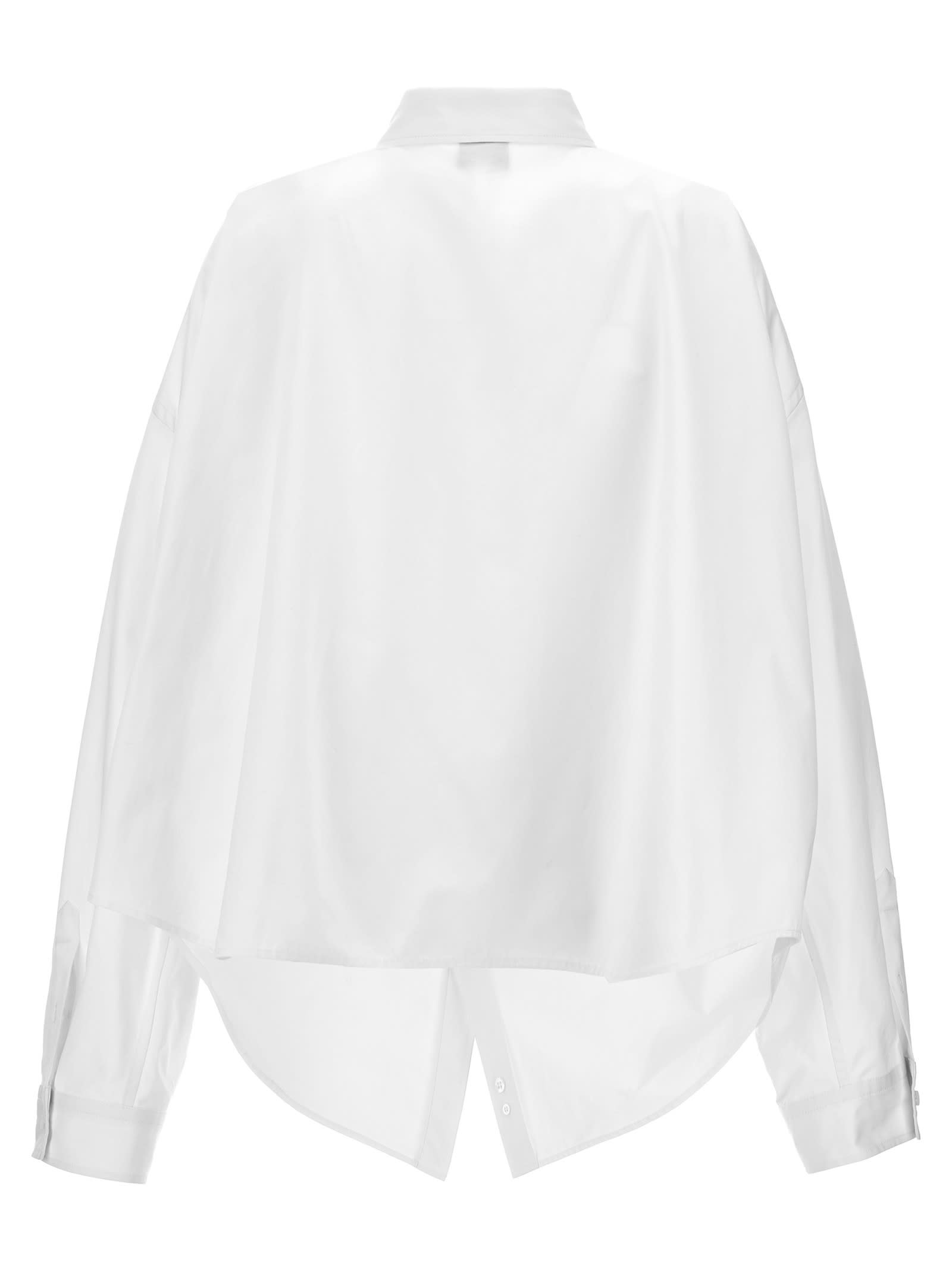 Shop Balenciaga Asymmetric Shirt With Logo Embroidery In White