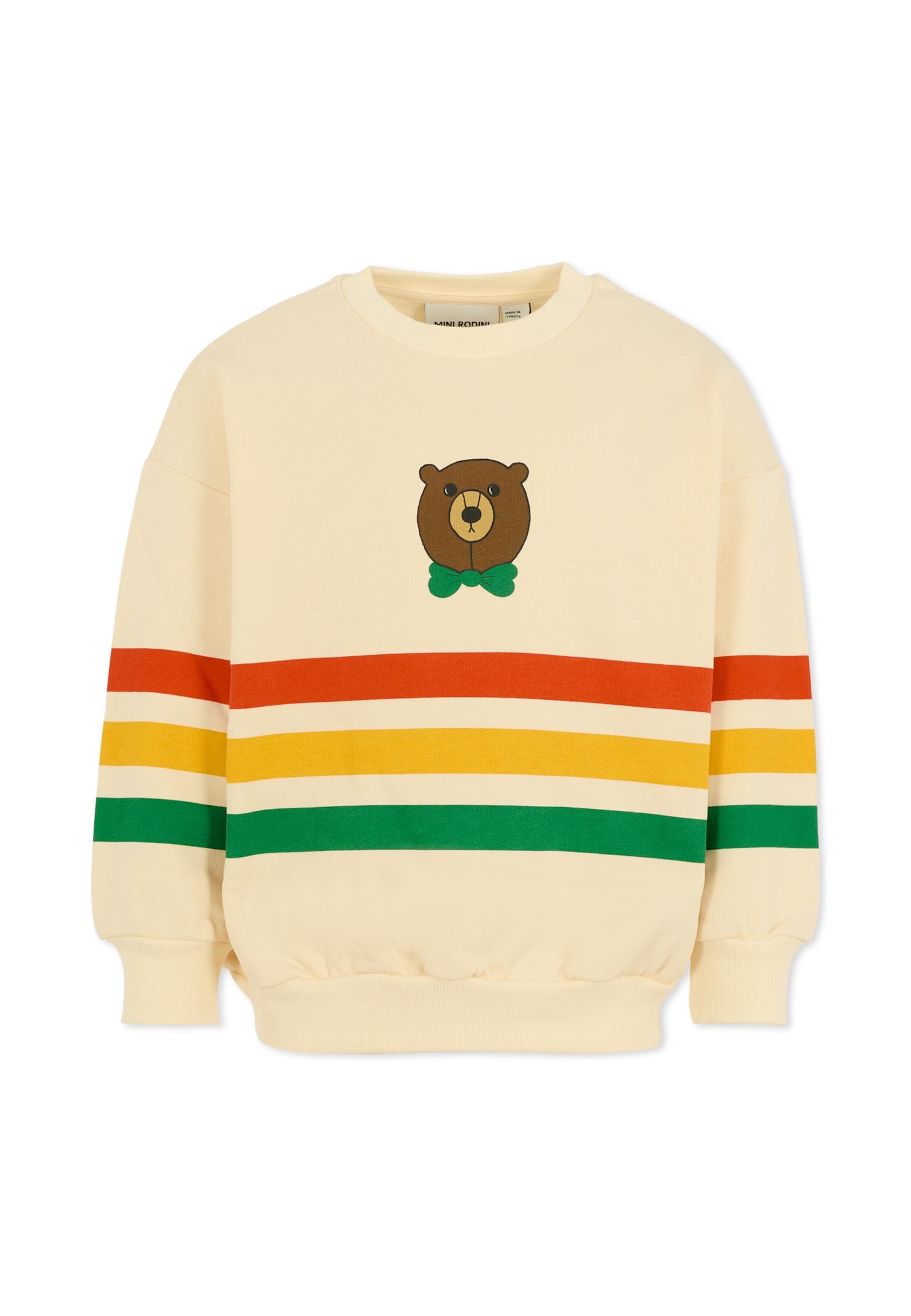 Mini Rodini Ivory Sweatshirt For Kids With Bear In White