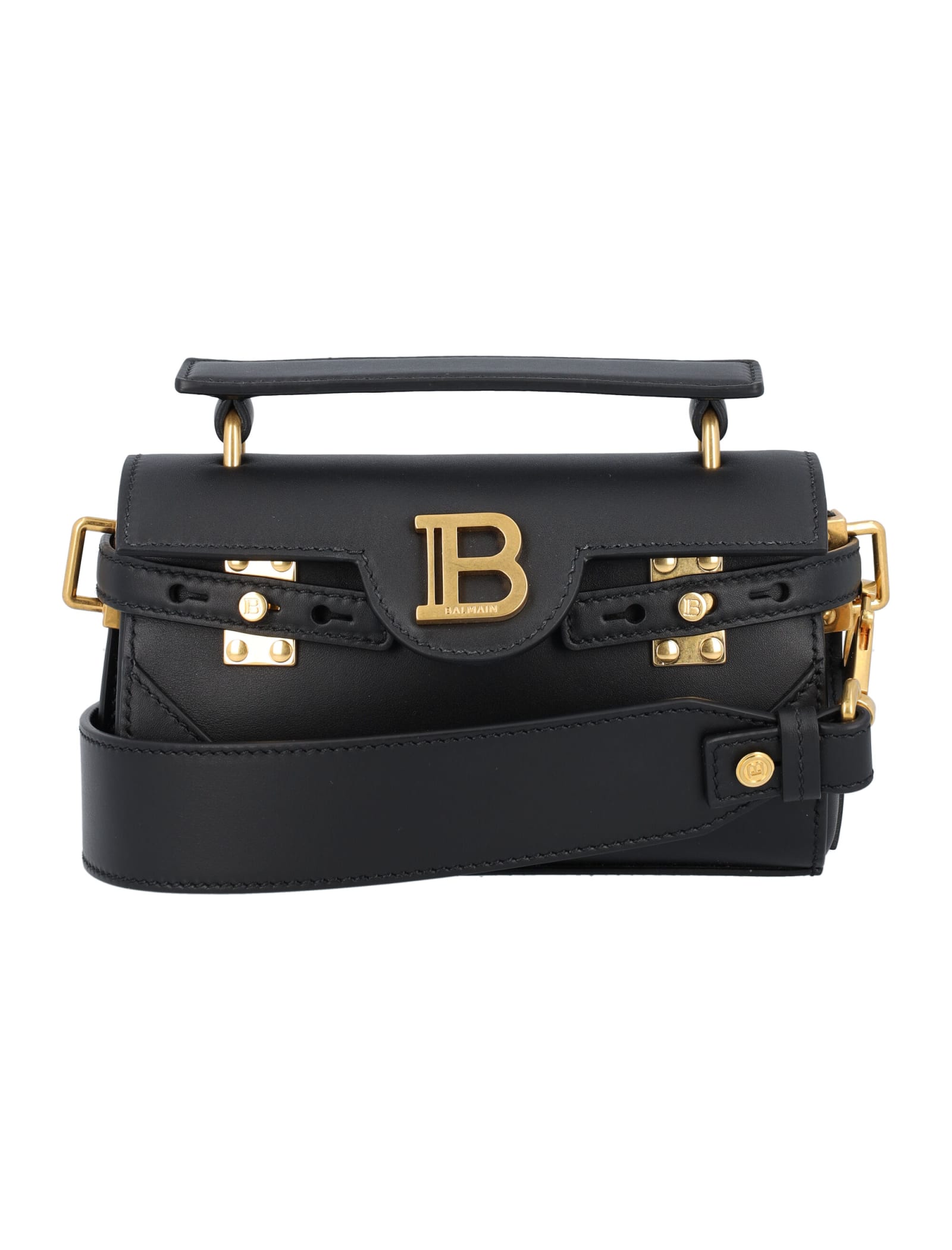 Balmain Black Smooth Leather B-buzz 19 Baguette Bag