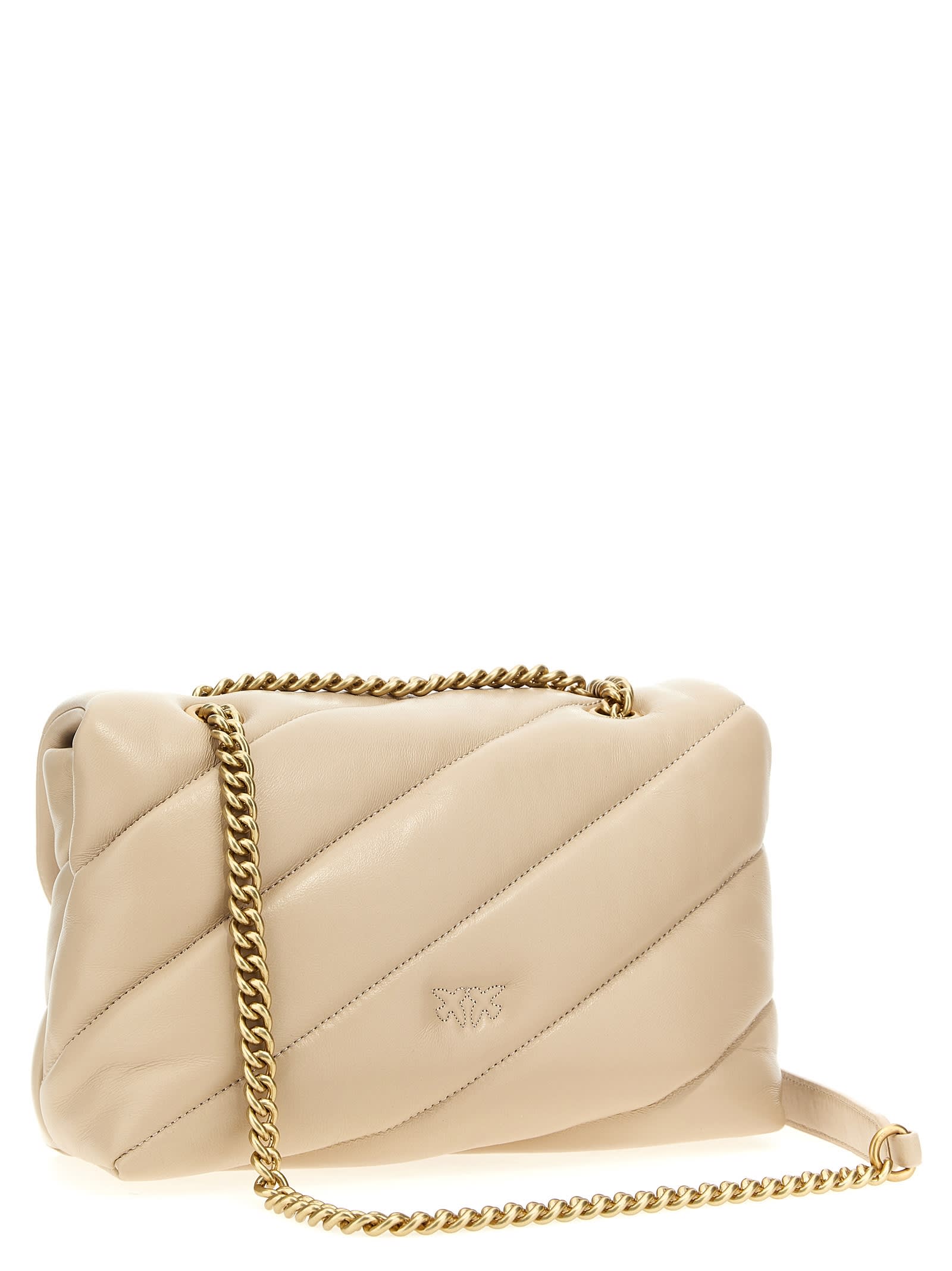 Pinko Classic Love Bag Puff Maxi Quilt Crossbody Bag In Beige