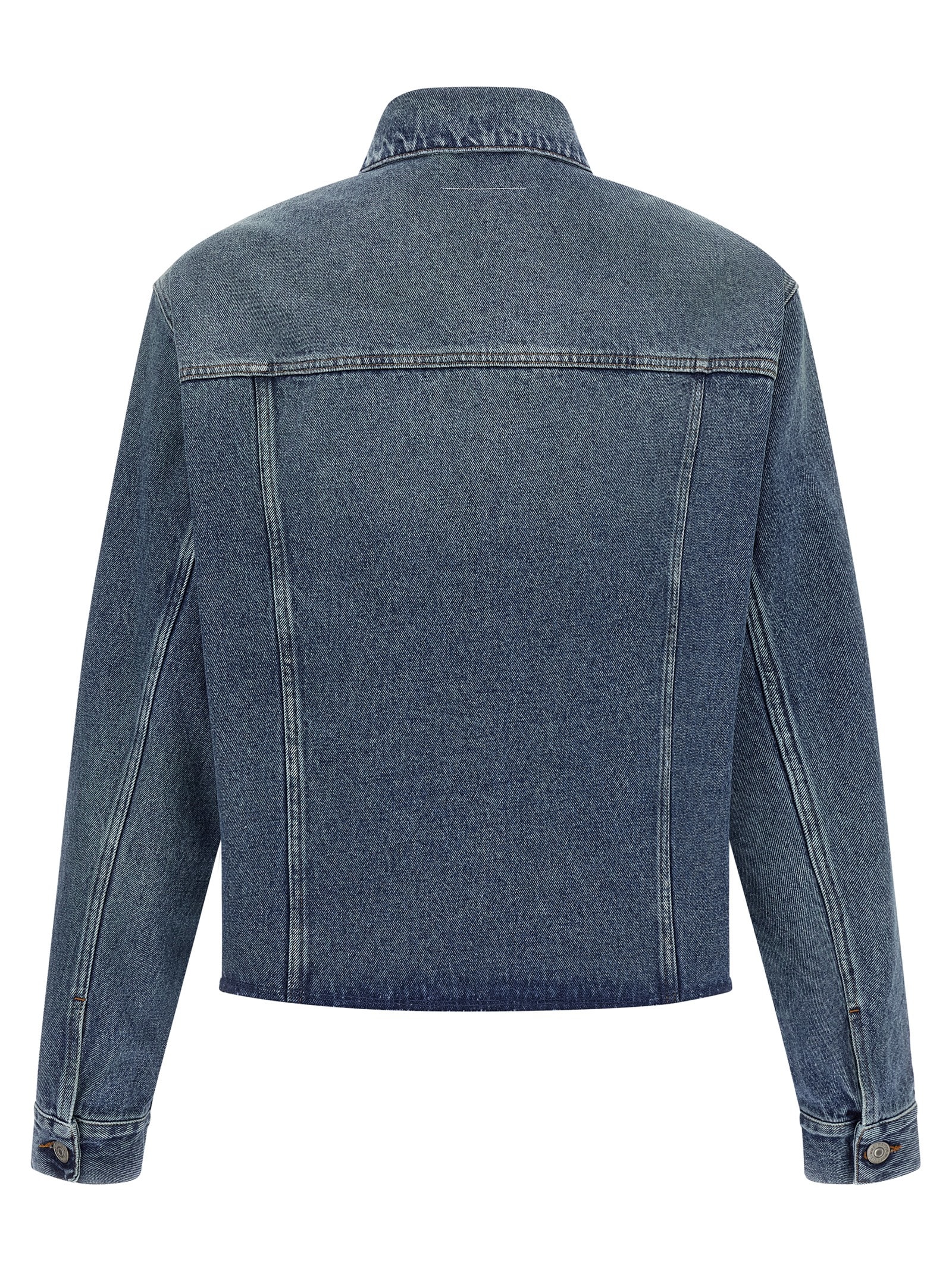 Mm6 Maison Margiela Denim Jacket With Long Sleeves And Chest Pockets In Blue