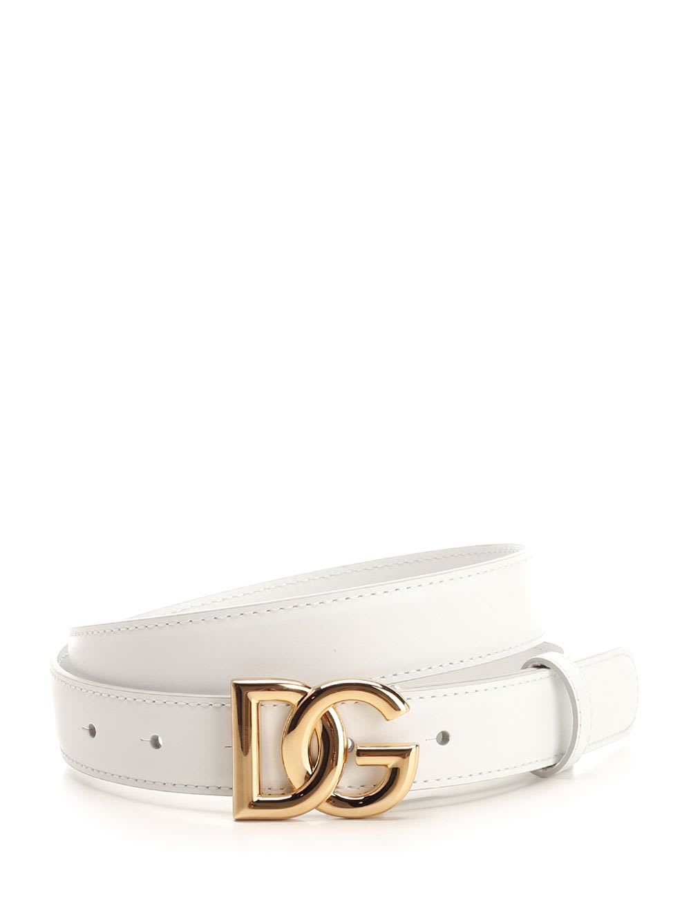 Shop Dolce & Gabbana Calfskin Belt In White