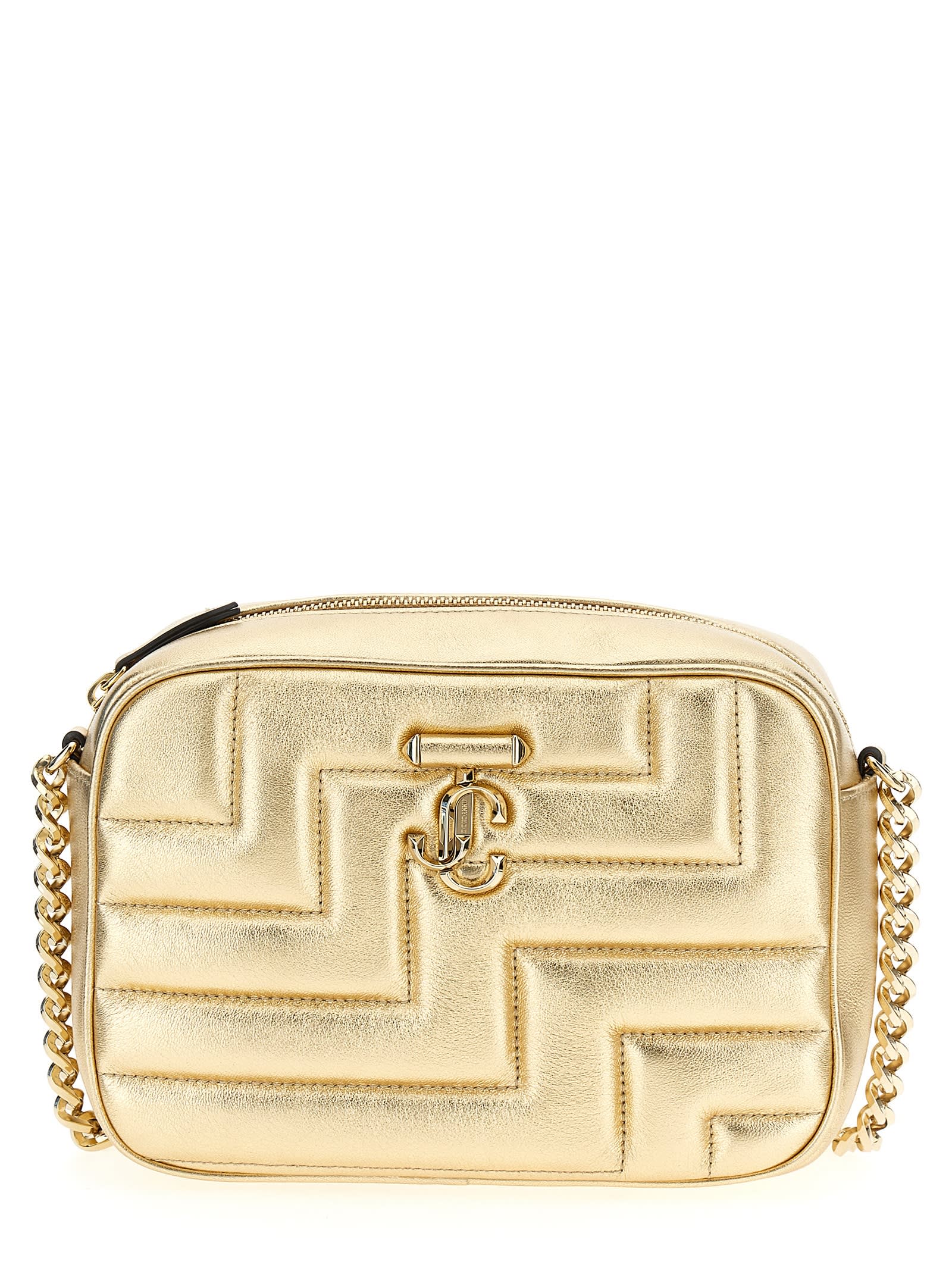 Shop Jimmy Choo Avenue Camera Crossbody Bag In Gold