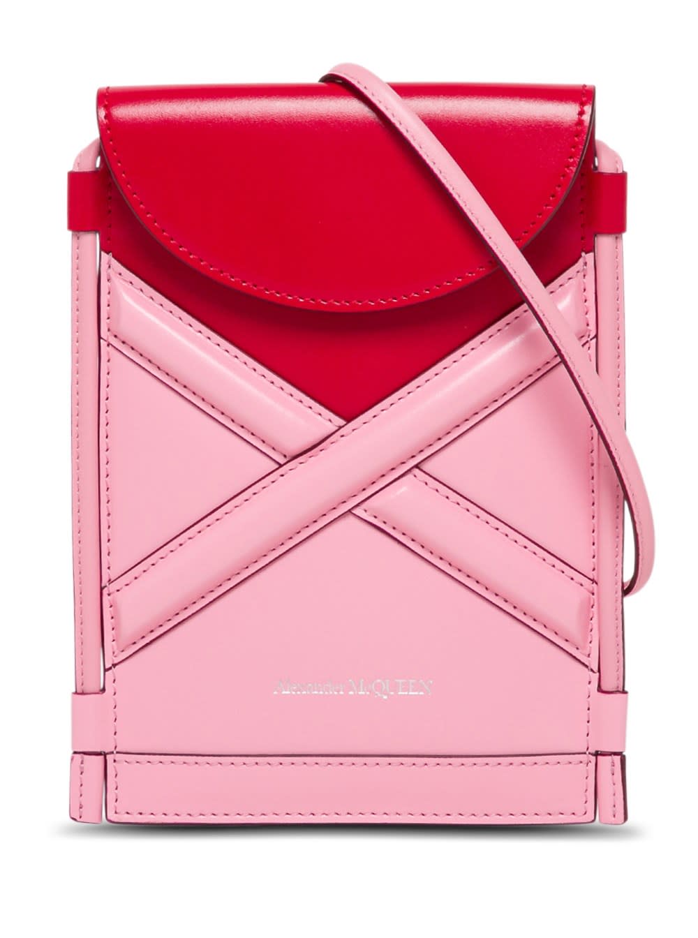 Alexander McQueen The Curve Micro Crossbody Bag In Pink And Red Leather