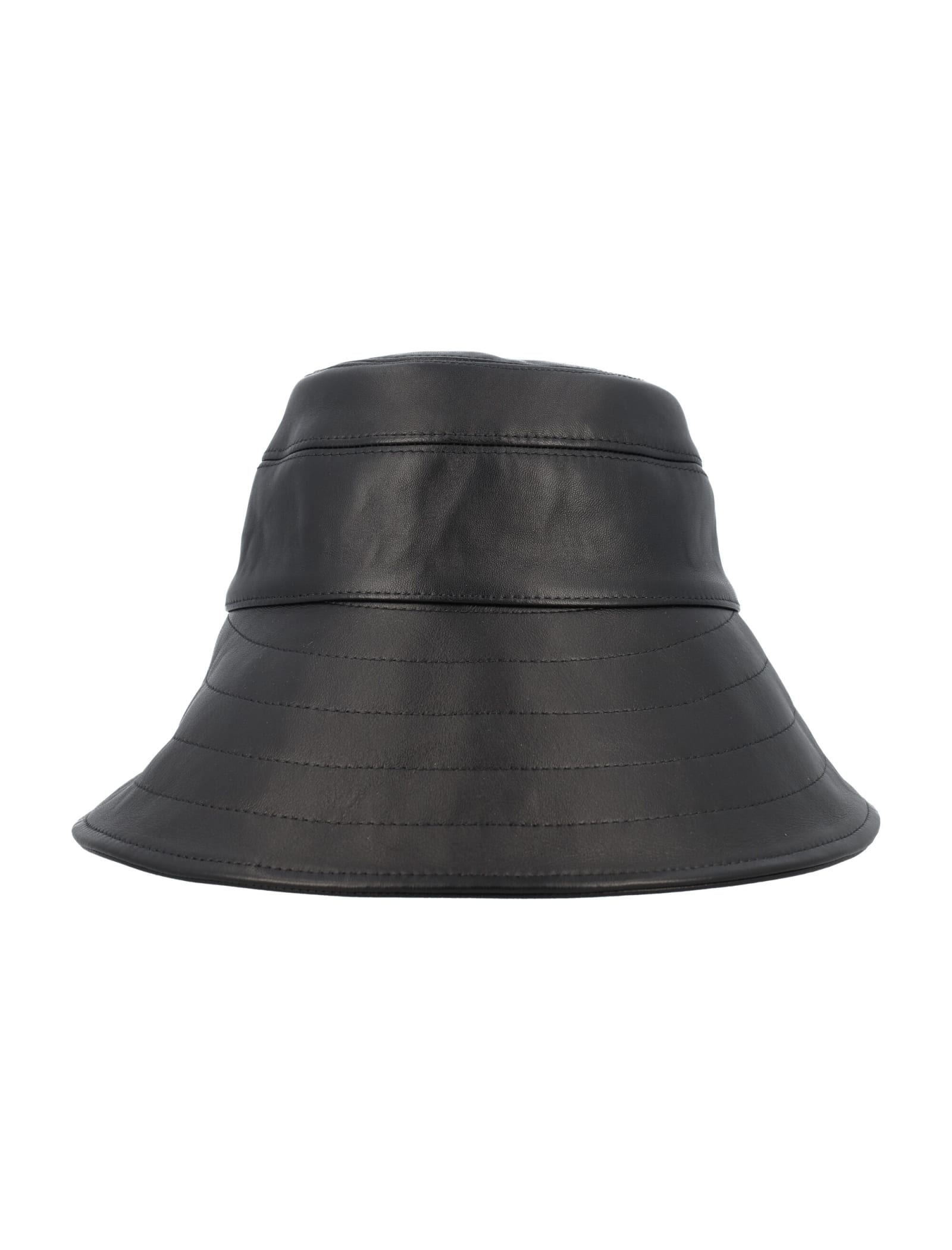 Shop Attico Leather Bucket Hat In Black