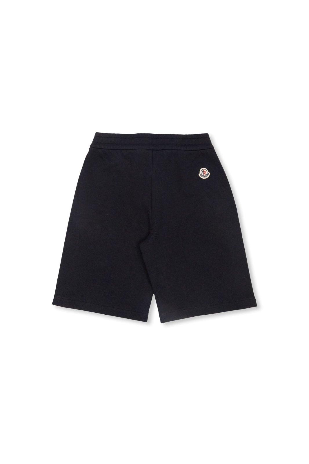 Shop Moncler Logo Patch Shorts In Navy