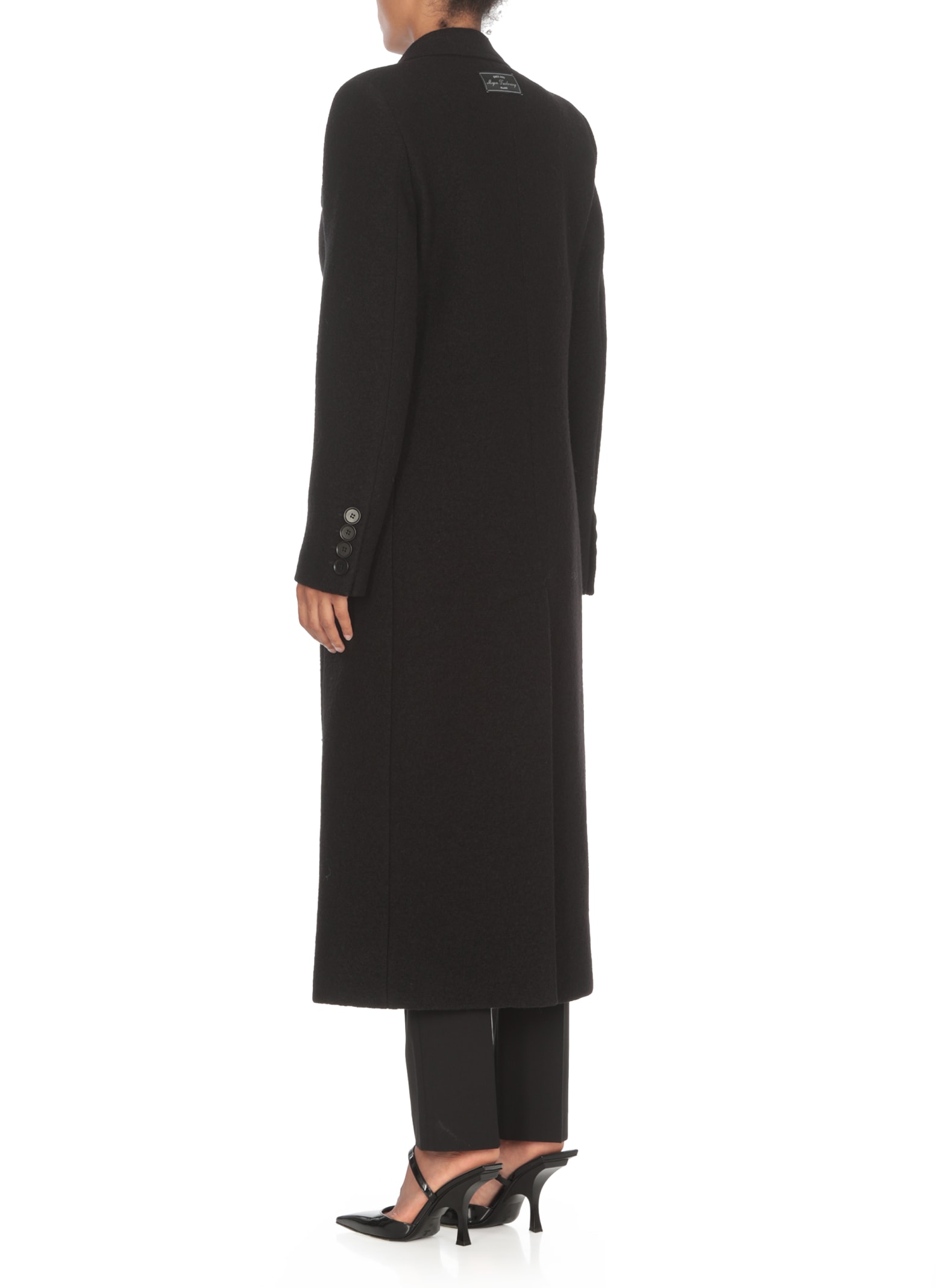 Shop Msgm Virgin Wool Coat In Black