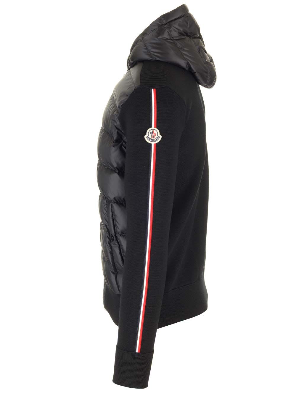 Shop Moncler Cardigan With Padded Hood In Black