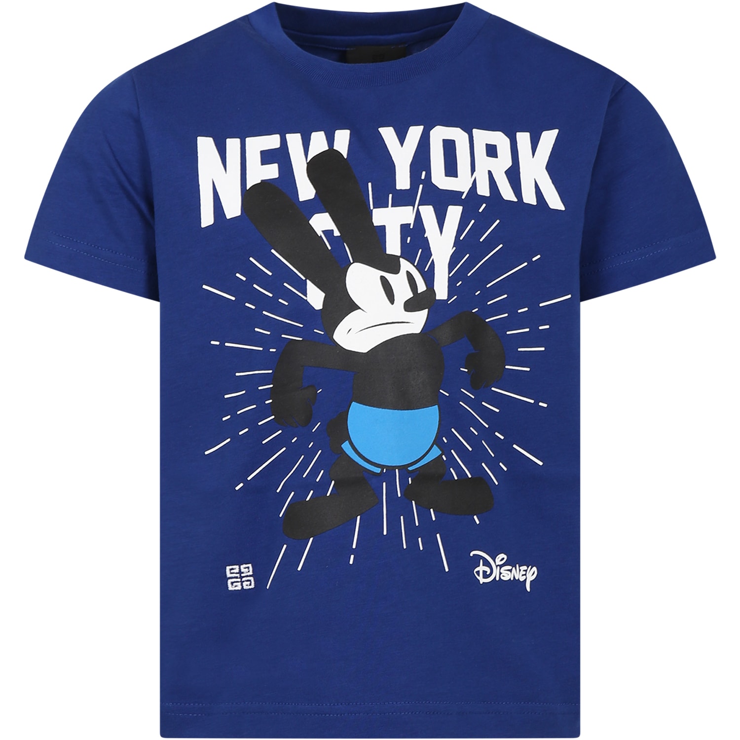 Shop Givenchy Blue T-shirt For Kids With Oswald And Logo In Marine