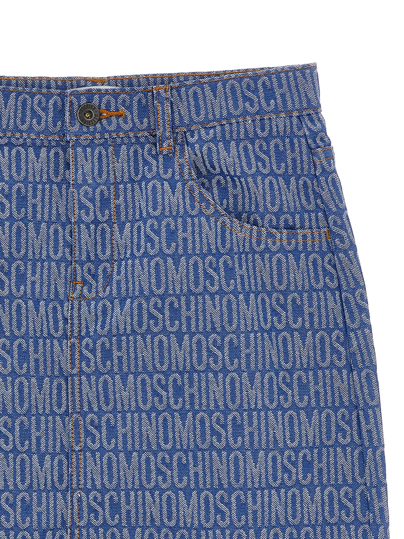 Shop Moschino Logo Denim Skirt In Blue