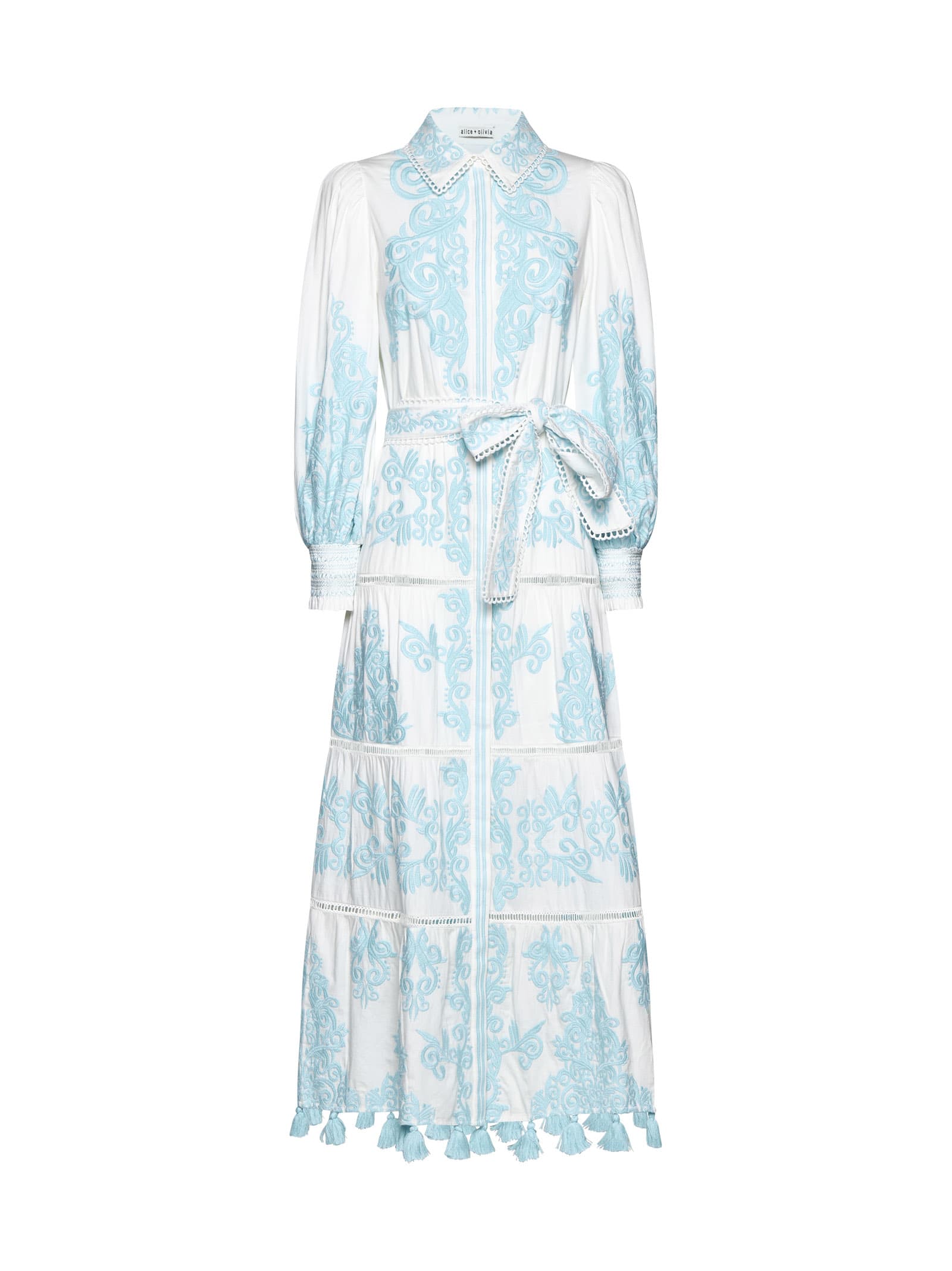 Shop Alice And Olivia Dress In Off White/spring Sky