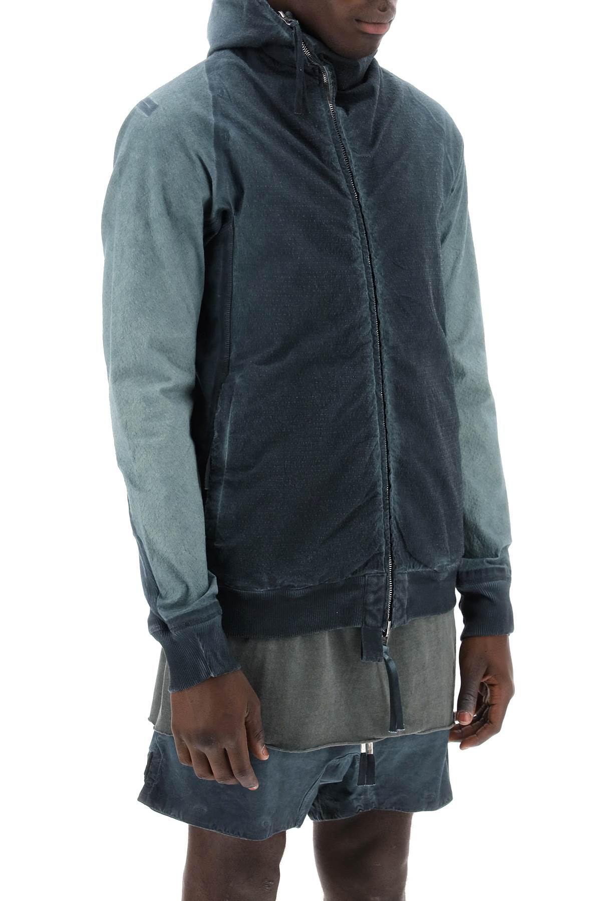 Shop Boris Bidjan Saberi Hybrid Sweatshirt With Zip And Hood In Faded Alga (grey)