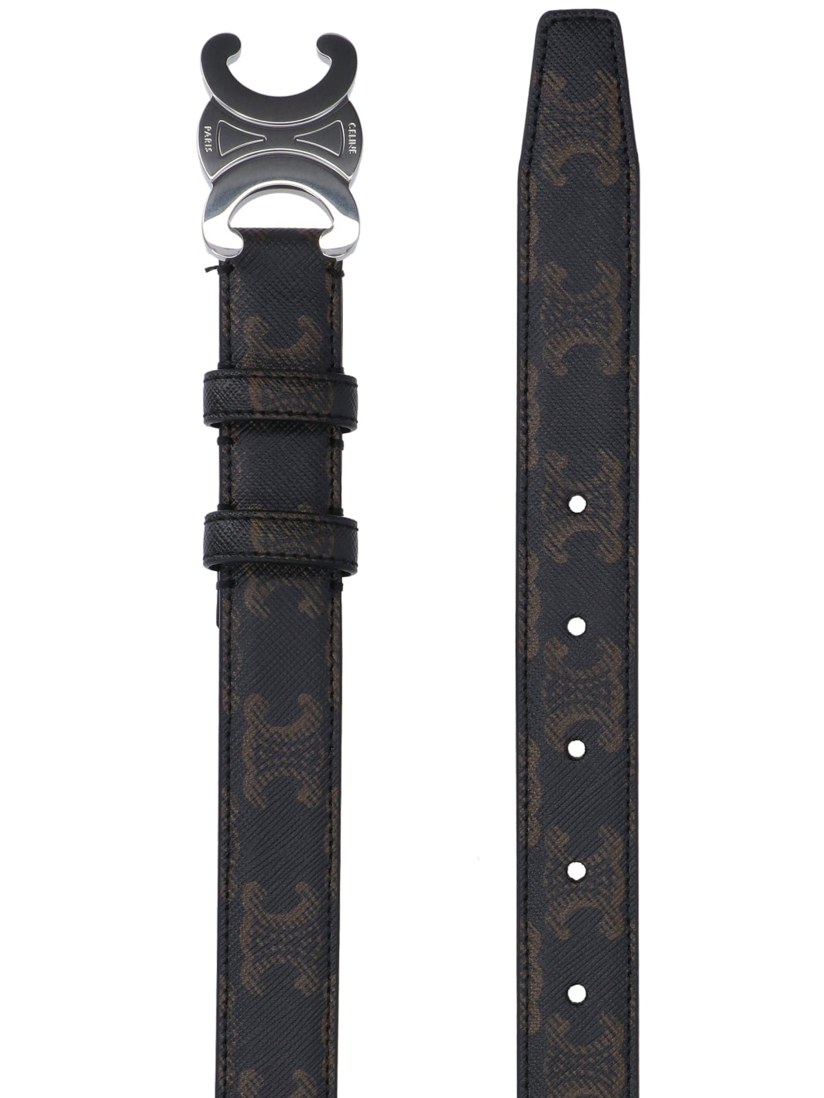 Celine Adjustable Monogram Pattern Belts In Black