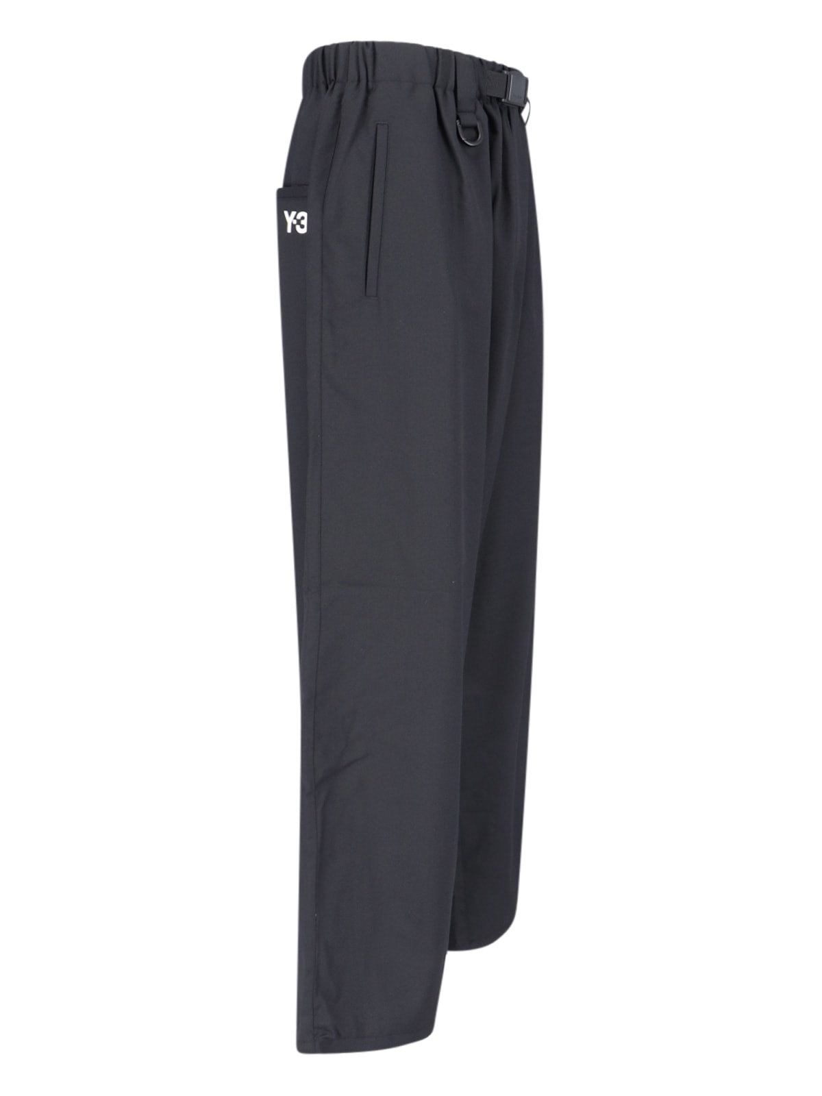 Shop Y-3 Wide Belted Pants In Black