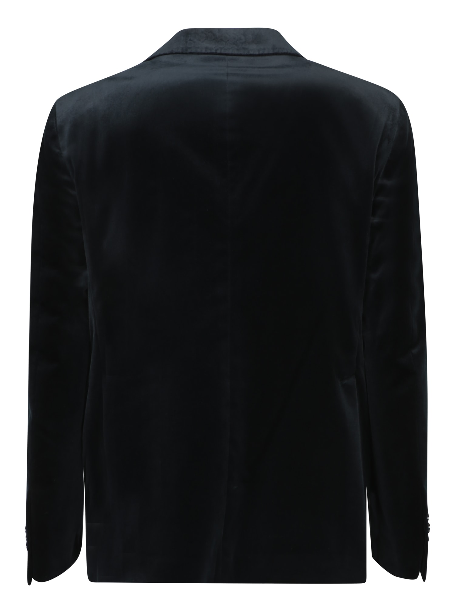 Shop Tagliatore Vesuvio Black Velvet Jacket In Blue