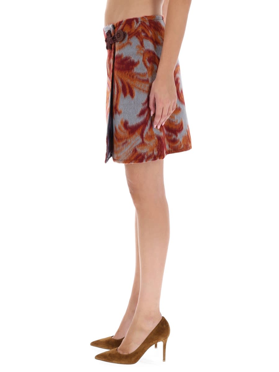 Etro Floral Wrap Mini Skirt Decorative Button In Multi